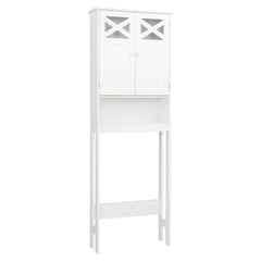 HAOYYE Double Door Fork Toilet Cabinet White, Bathroom Storage Organizer with Spacious Shelves and Durable Construction, Stylish Space-Saving Design for Efficient Bathroom Organization and Easy Access