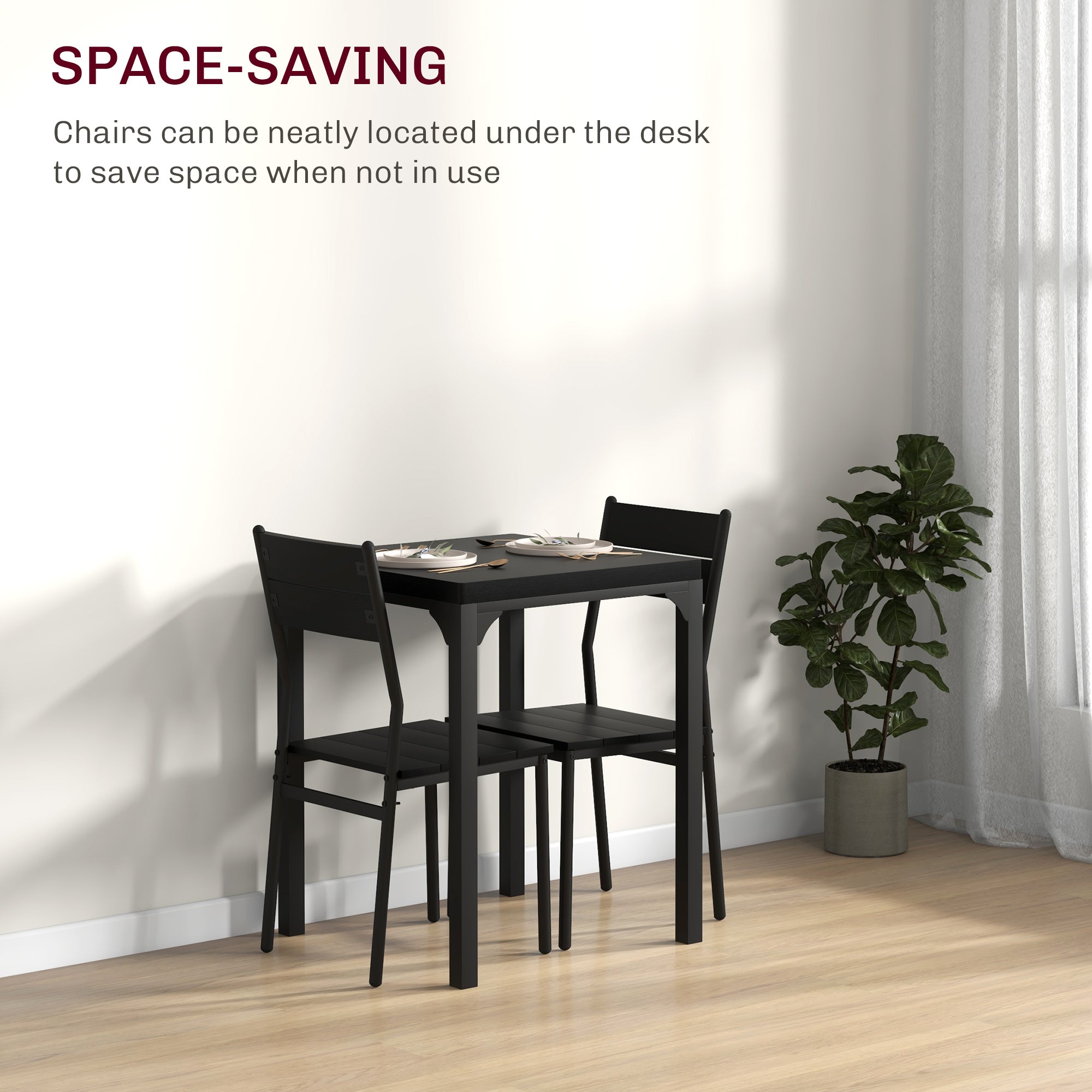HAOYYE Modern Dining Table and Chairs Set for Kitchen or Dining Room, Space Saving Design with Sturdy Metal Frame and Wood Finish, Ideal for Apartment, Home, Office, or Small Spaces