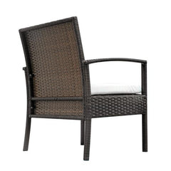 HAOYYE 4 Piece Outdoor Patio Rattan Sofa Set with 2 Arm Chairs, 1 Loveseat and Tempered Glass Coffee Table, Brown Gradient Wicker Furniture with Cushions for Garden Balcony Backyard Deck