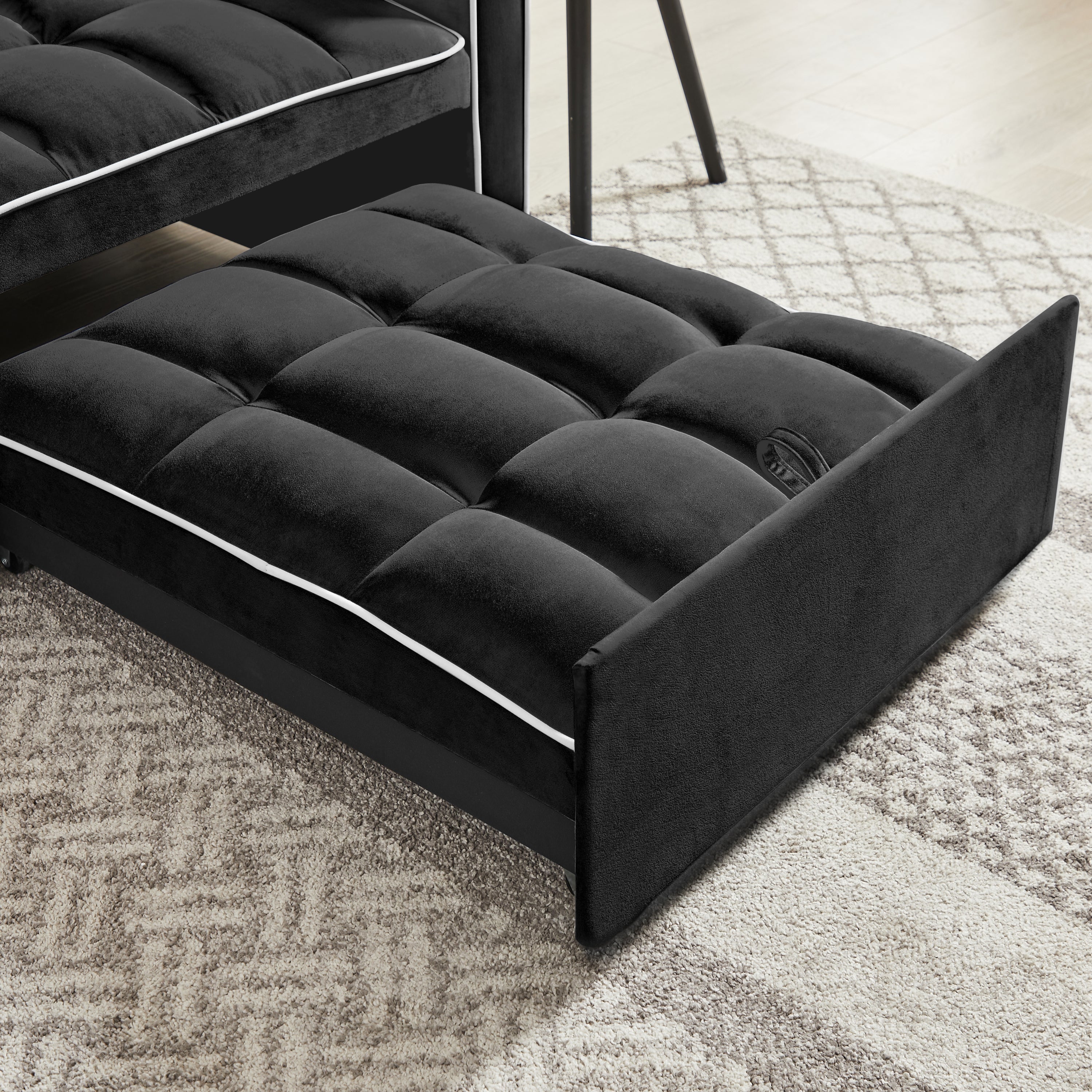HAOYYE Three-in-One Sofa Bed Chair Black Folding Sofa Bed Adjustable Back Recliner Single Bed Comfortable Modern Durable Sturdy Space-Saving Heavy Duty Design for Adults Dorm Room