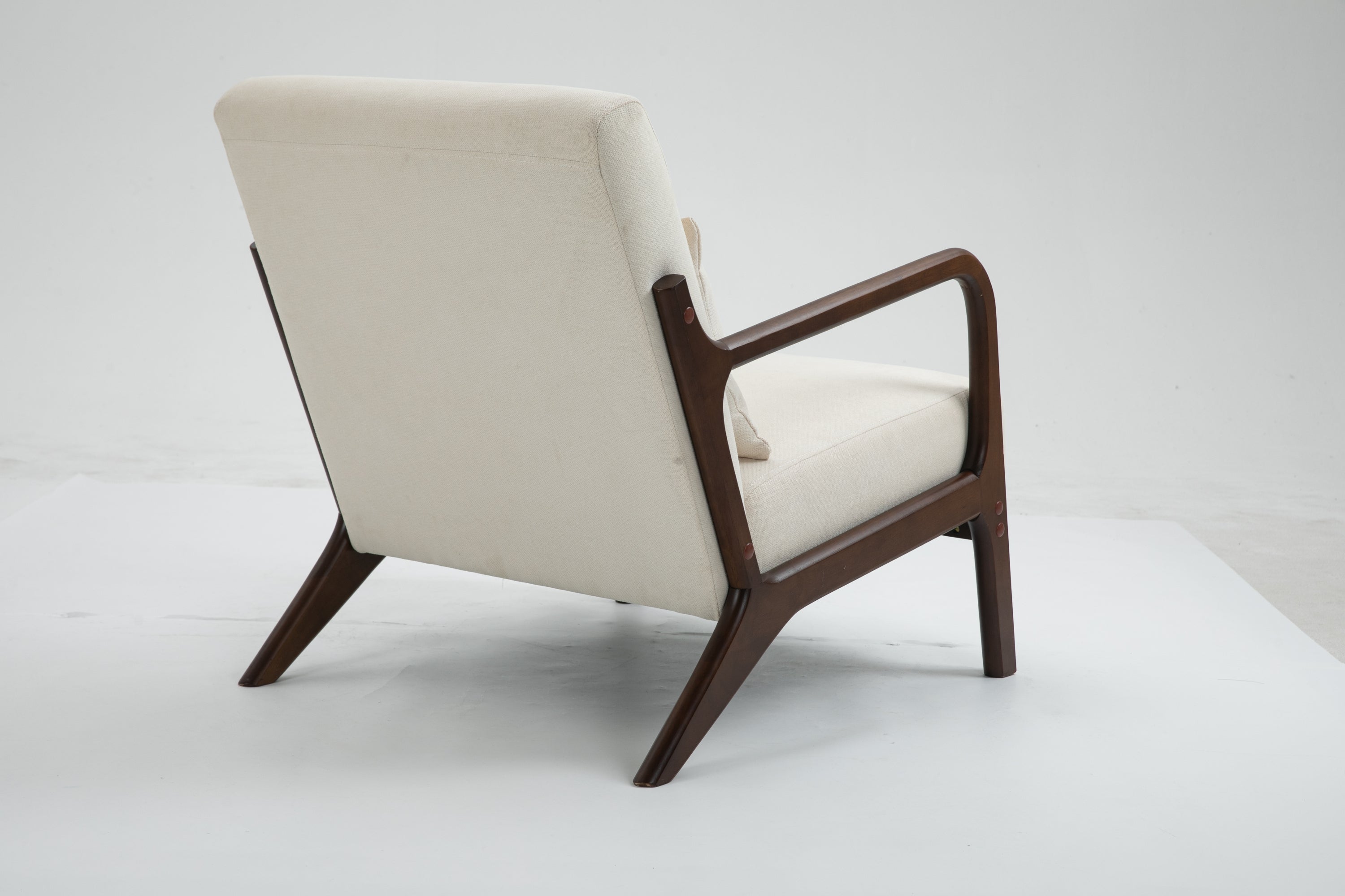 HAOYYE Mid Century Modern Accent Chair with Wood Frame, Upholstered Living Room Chairs with Waist Cushion, Reading Armchair for Bedroom Sunroom Sturdy Space-Saving Heavy Duty Modern Design Adults