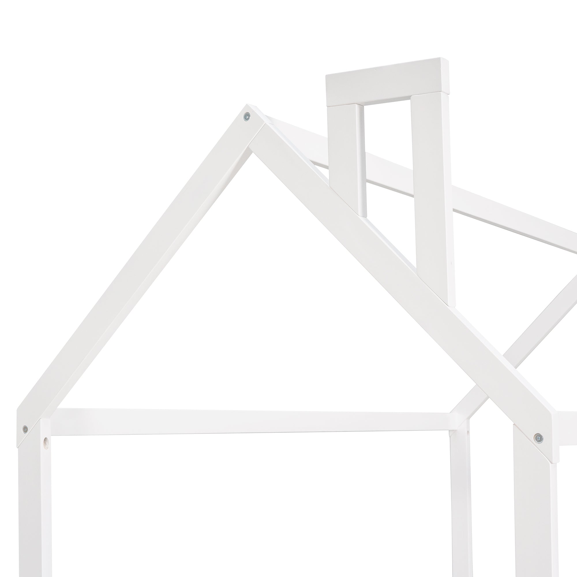HAOYYE Twin Size Wood Bed House Bed Frame with Fence,for ,Teens, Girls,Boys {White}{OLD SKU:WF194274AAK} Sturdy Space-Saving Heavy Duty Modern Design Adults Dorm Room