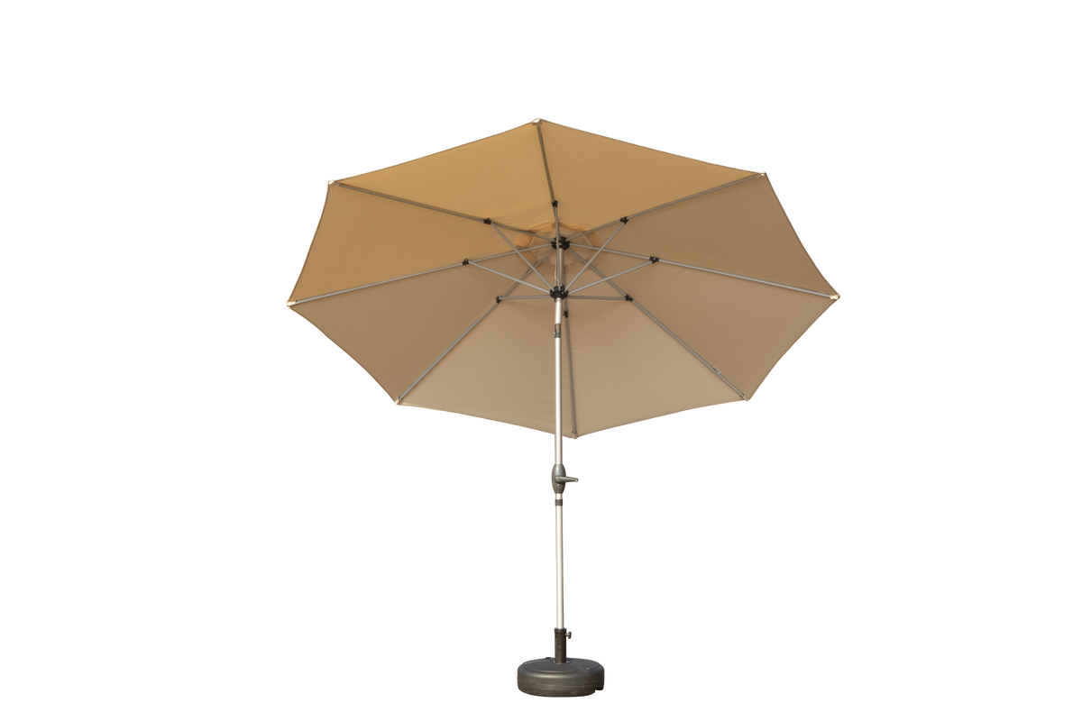 HAOYYE 10FT Patio Umbrella Outdoor Market Table Umbrella with Push Button Tilt and Crank UV Protection Waterproof Canopy 8 Sturdy Ribs for Deck Garden Backyard Pool Beige