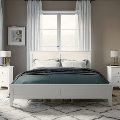 HAOYYE Modern White Solid Wood Queen Platform Bed (old sku:WF283525AAK) Sturdy Space-Saving Heavy Duty Modern Design Adults Dorm Room Easy Assembly Bedroom Furniture