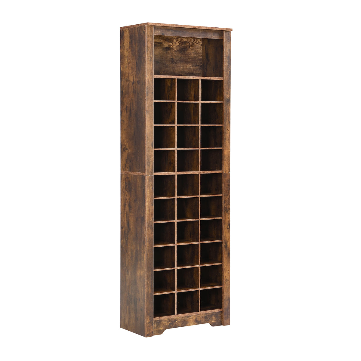 HAOYYE ON-TREND Stylish Design 30 Shoe Cubby Console, Contemporary Shoe Cabinet with Multiple Storage Capacity, Free Standing Tall Cabinet with Versatile Use for Hallway, Bedroom, Rustic Brown Sturdy