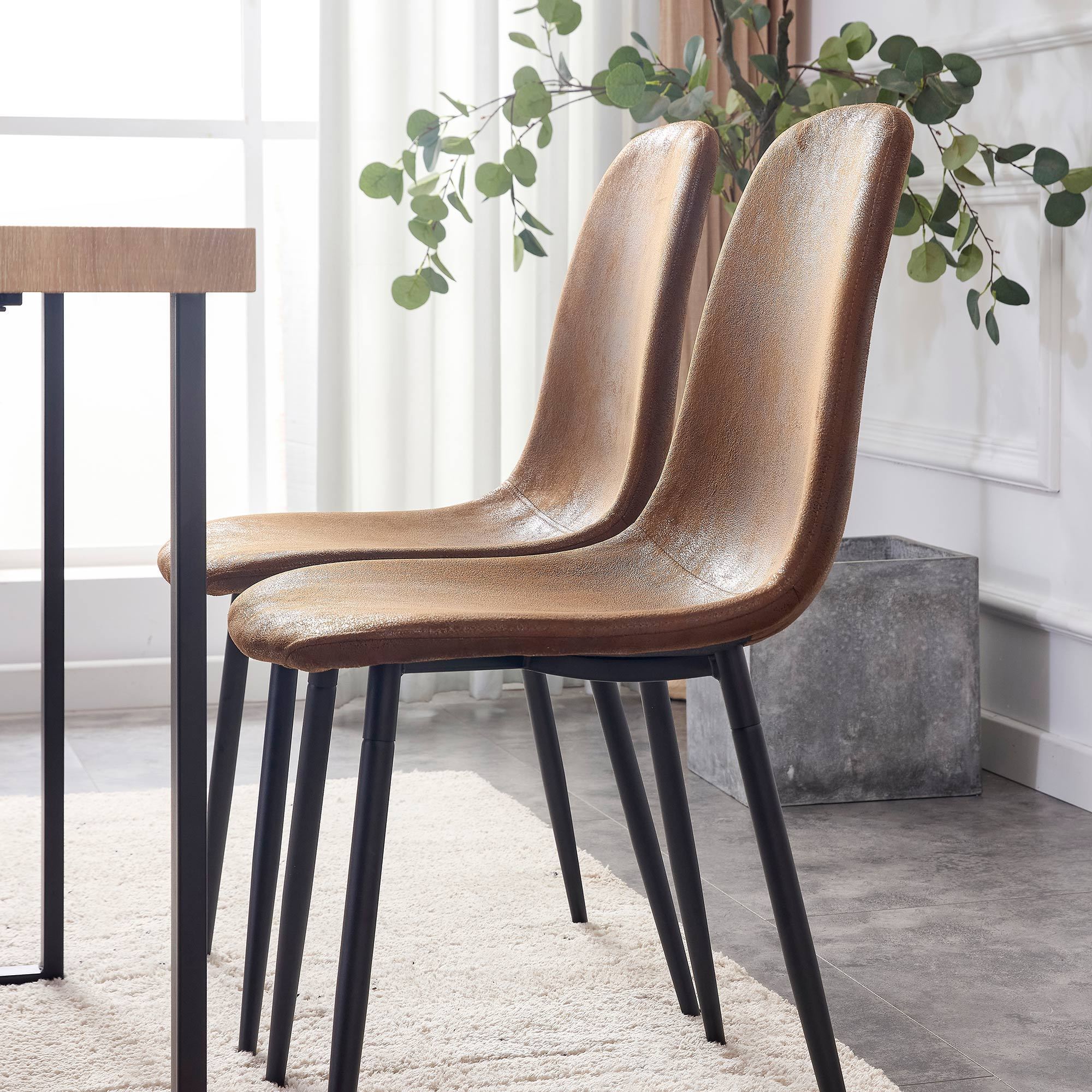 HAOYYEModern Mid-Century Style Restaurant Side Chairs with Cushioned Seats and Black Metal Legs, Comfortable for Kitchen, Dining Room, Lounge, and Farmhouse Use, Sturdy, Space-Saving, and Durable Design