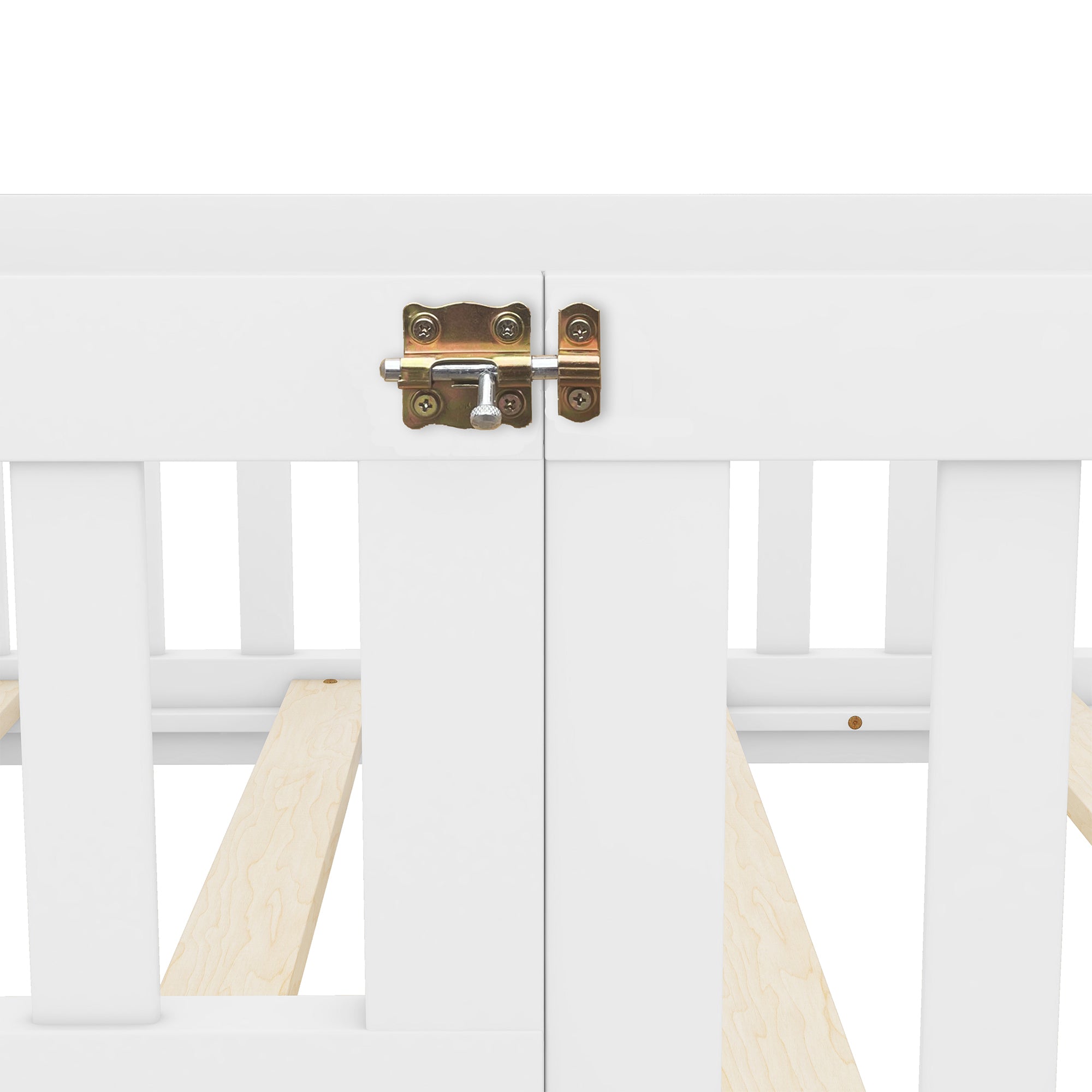 HAOYYE Twin Size Bed Floor Bed with Safety Guardrails and Door for , White(Old SKU:W158090683) Sturdy Space-Saving Heavy Duty Modern Design Adults Dorm Room Easy Assembly Bedroom Furniture