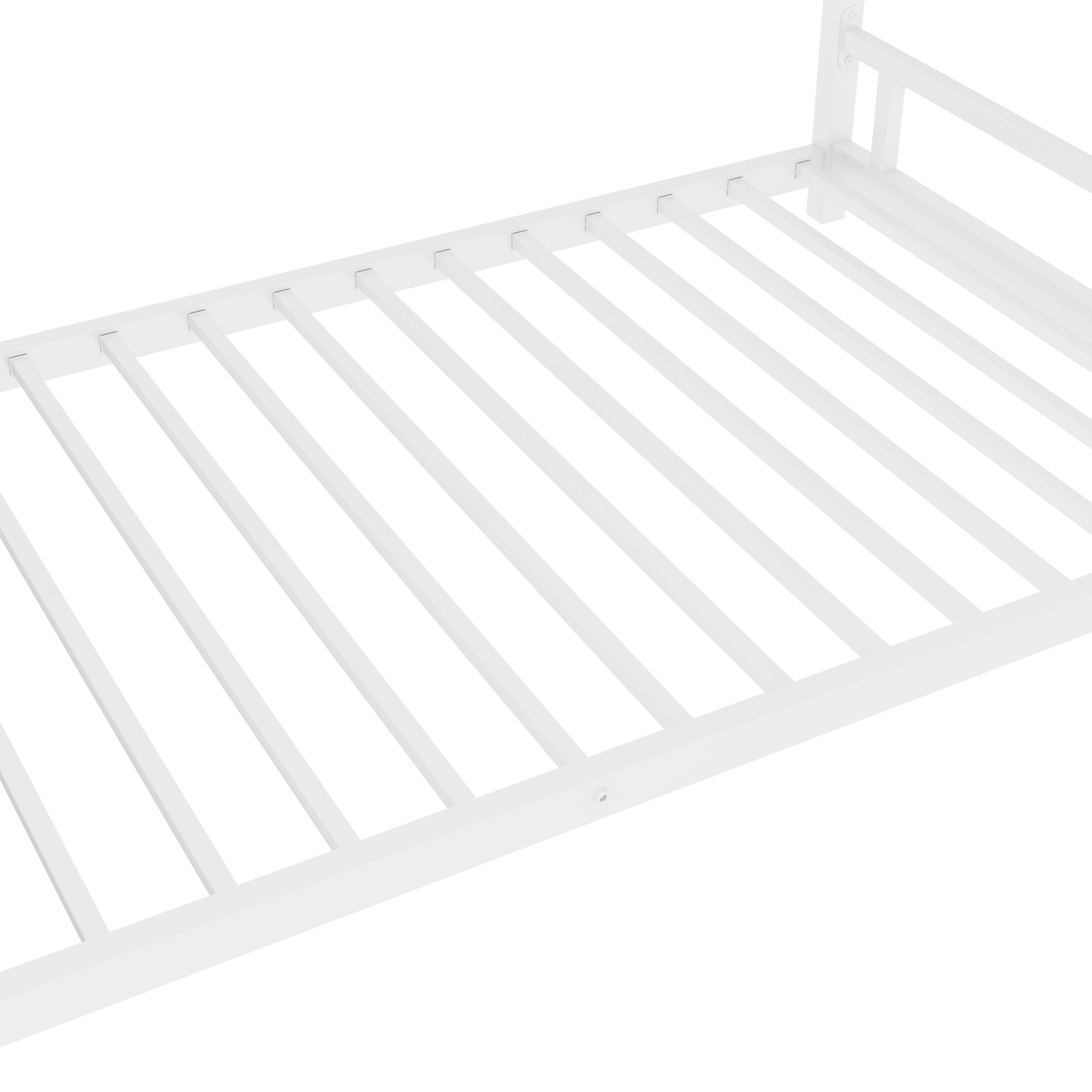 HAOYYE Metal Twin over Twin Bunk Bed/ Heavy-duty Sturdy Metal/ Noise Reduced/ Safety Guardrail/No Box Spring Needed,White Space-Saving Heavy Duty Modern Design Adults Dorm Room Easy Assembly