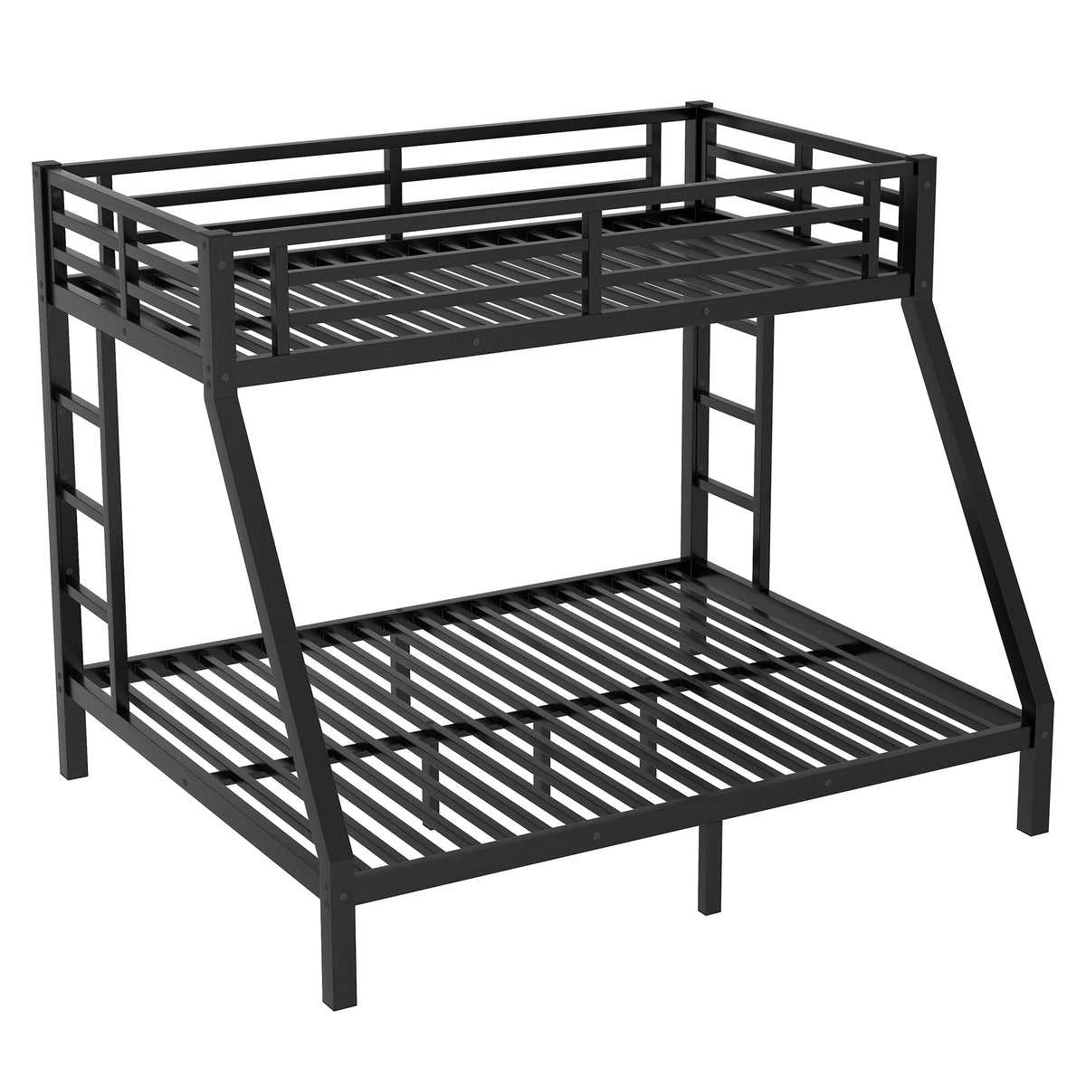 HAOYYE Metal Twin XL over Queen Bunk Bed for Teens and Adults,Space-Saving/Noise Reduced/No Box Spring Needed,Black Sturdy Heavy Duty Modern Design Dorm Room Easy Assembly Bedroom Furniture