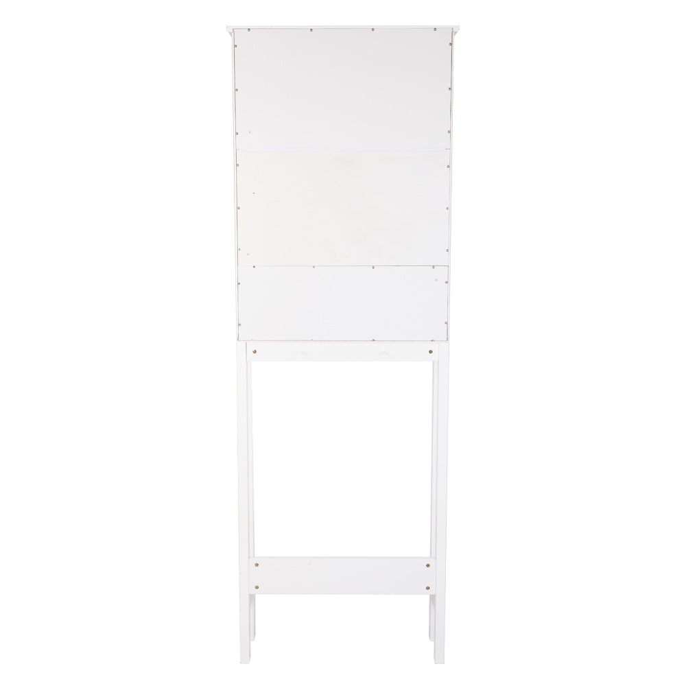 HAOYYE Double Door Fork Toilet Cabinet White, Bathroom Storage Organizer with Spacious Shelves and Durable Construction, Stylish Space-Saving Design for Efficient Bathroom Organization and Easy Access