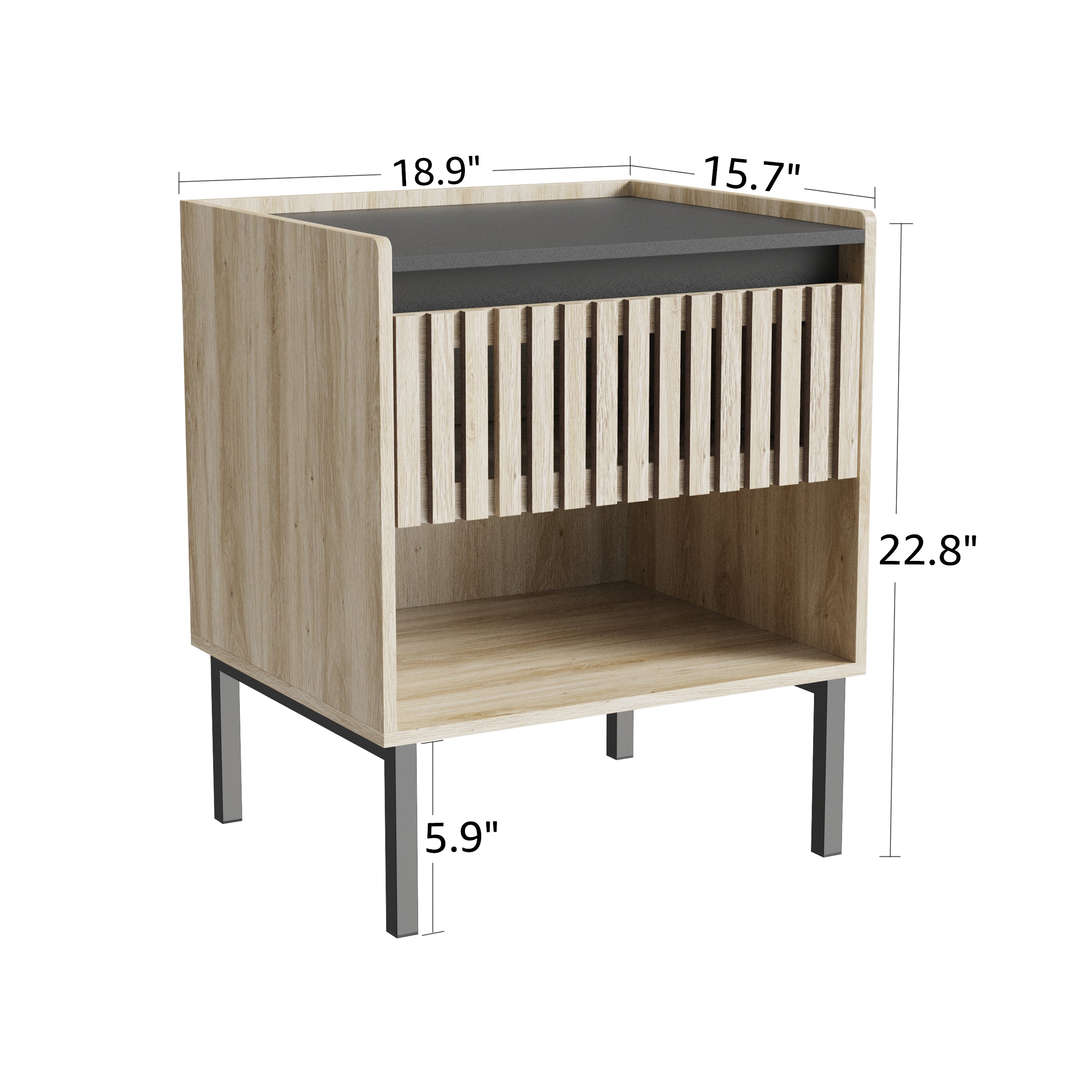 HAOYYE Set of 2 Bedside Cabinets, Modern Nightstands, Quick Assembly, Minimalist Iron Legs, Vertical Stripe Design, Sturdy Space-Saving Heavy Duty Construction, Ideal for Contemporary Homes