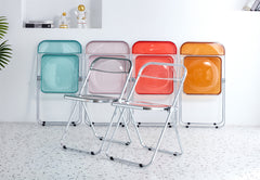 HAOYYE YELLOW Clear Transparent Folding Chair Chair Pc Plastic Living Room Seat Sturdy Space-Saving Heavy Duty Modern Design Adults Dorm Room Easy Assembly Bedroom Furniture