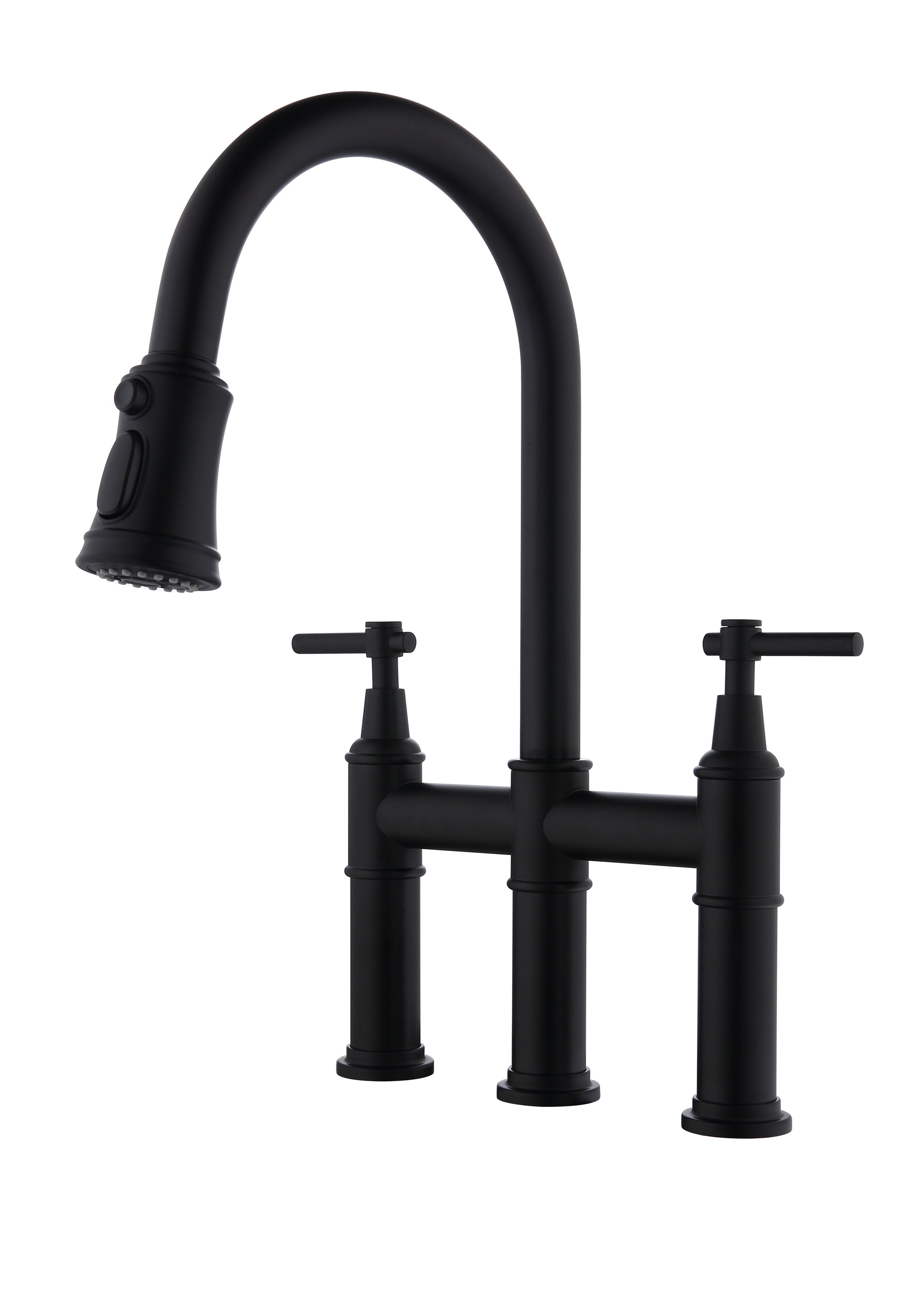 HAOYYE Bridge Kitchen Faucet with Pull-Down Sprayhead in Spot Sturdy Space-Saving Heavy Duty Modern Design Adults Dorm Room Easy Assembly Bedroom Furniture