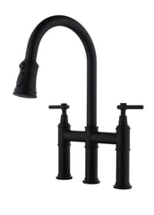 HAOYYE Bridge Kitchen Faucet with Pull-Down Sprayhead in Spot Sturdy Space-Saving Heavy Duty Modern Design Adults Dorm Room Easy Assembly Bedroom Furniture