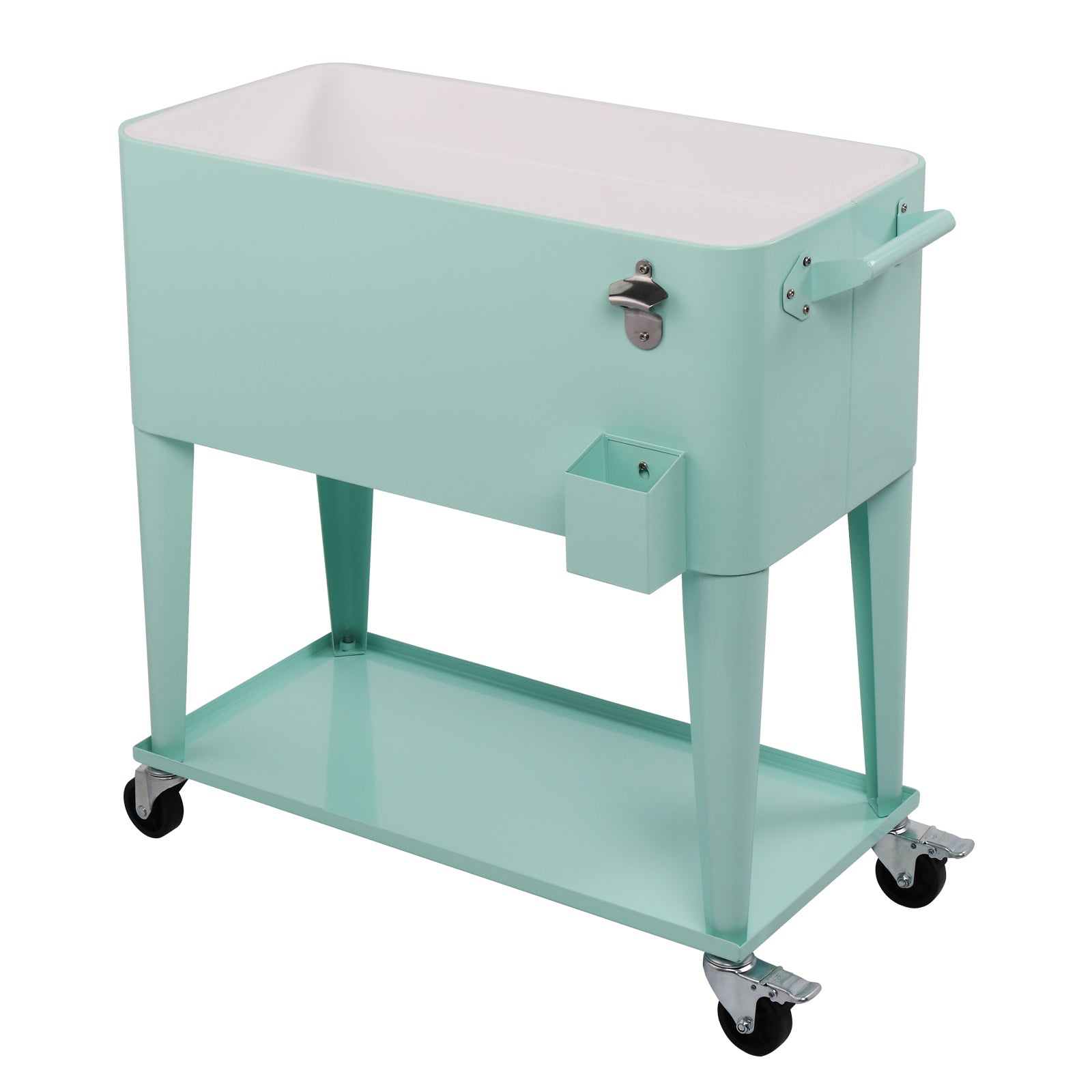 HAOYYE Rectangular Plastic Box Frozen Insulation Cart, 80QT Cooler with Drainage Cap, Bottle Opener, and Locking Casters, Ideal for Outdoor Events and Gatherings