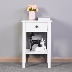 HAOYYE White Bathroom Floor-Standing Storage Table with Drawer, Sturdy Space-Saving, Heavy Duty Modern Design, Easy Assembly, Durable, Stylish and Versatile Home Furniture