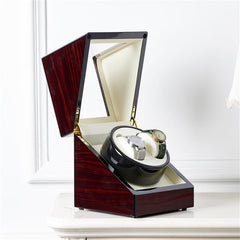 HAOYYE Double Watch Winder, Automatic Rotation Wood Display Case, Sturdy And Durable Design, Multifunctional Watch Storage Organizer, Modern Space-Saving Storage Solution, Practical And Stylish Home Organizer For Men’s And Women’s Watches