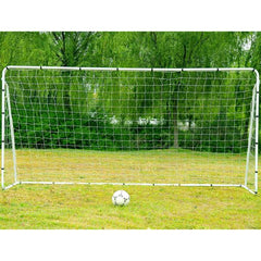 HAOYYE Steel Tube Soccer Goal Training Set White Portable Football Goal Net with Ground Stakes and Sturdy Frame for Backyard Practice Outdoor Sports Shooting Passing Game Team Training Equipment