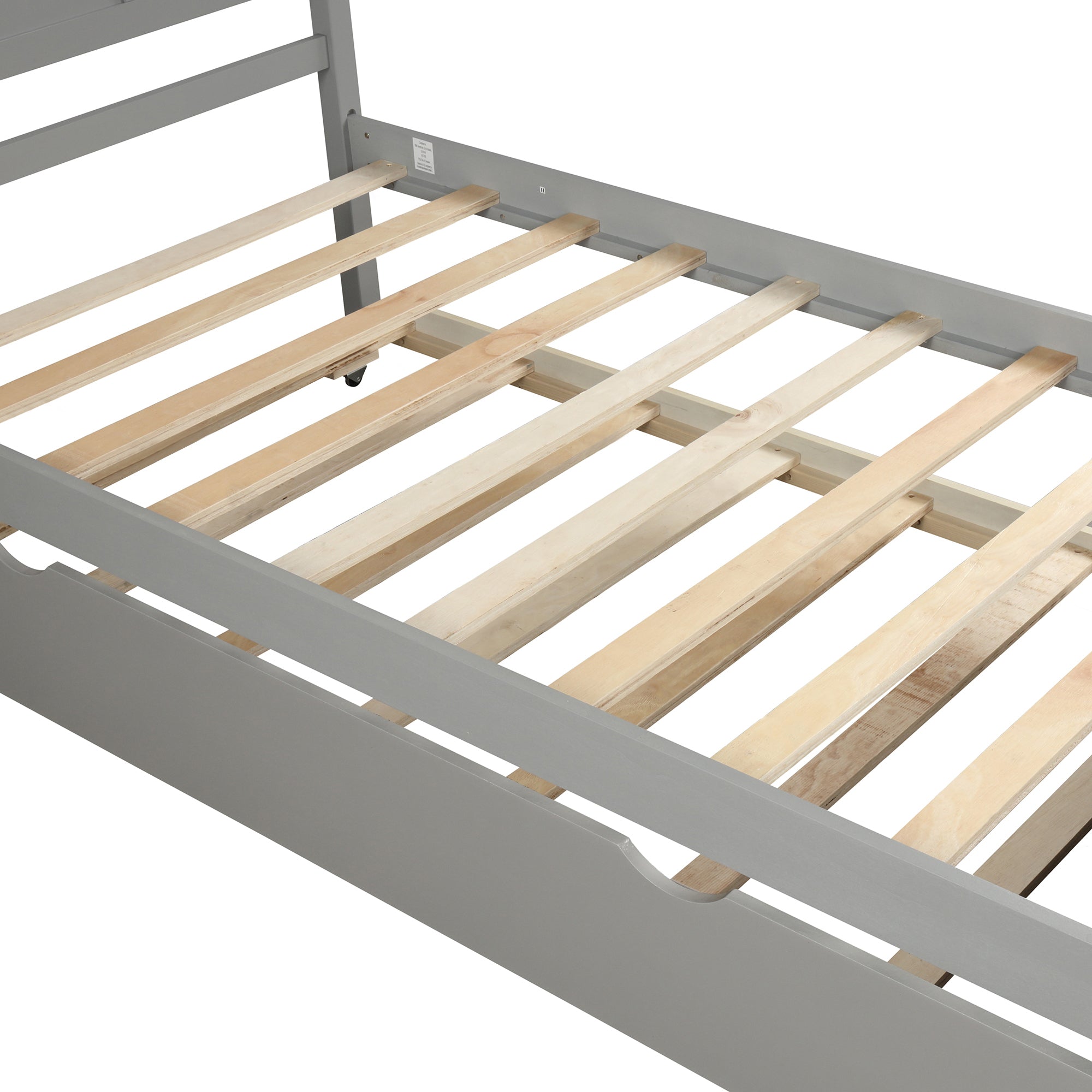 HAOYYE Platform Bed with Twin Size Trundle, Twin Size Frame, Gray Sturdy Space-Saving Heavy Duty Modern Design Easy Assembly Durable Stylish Home Furniture Versatile