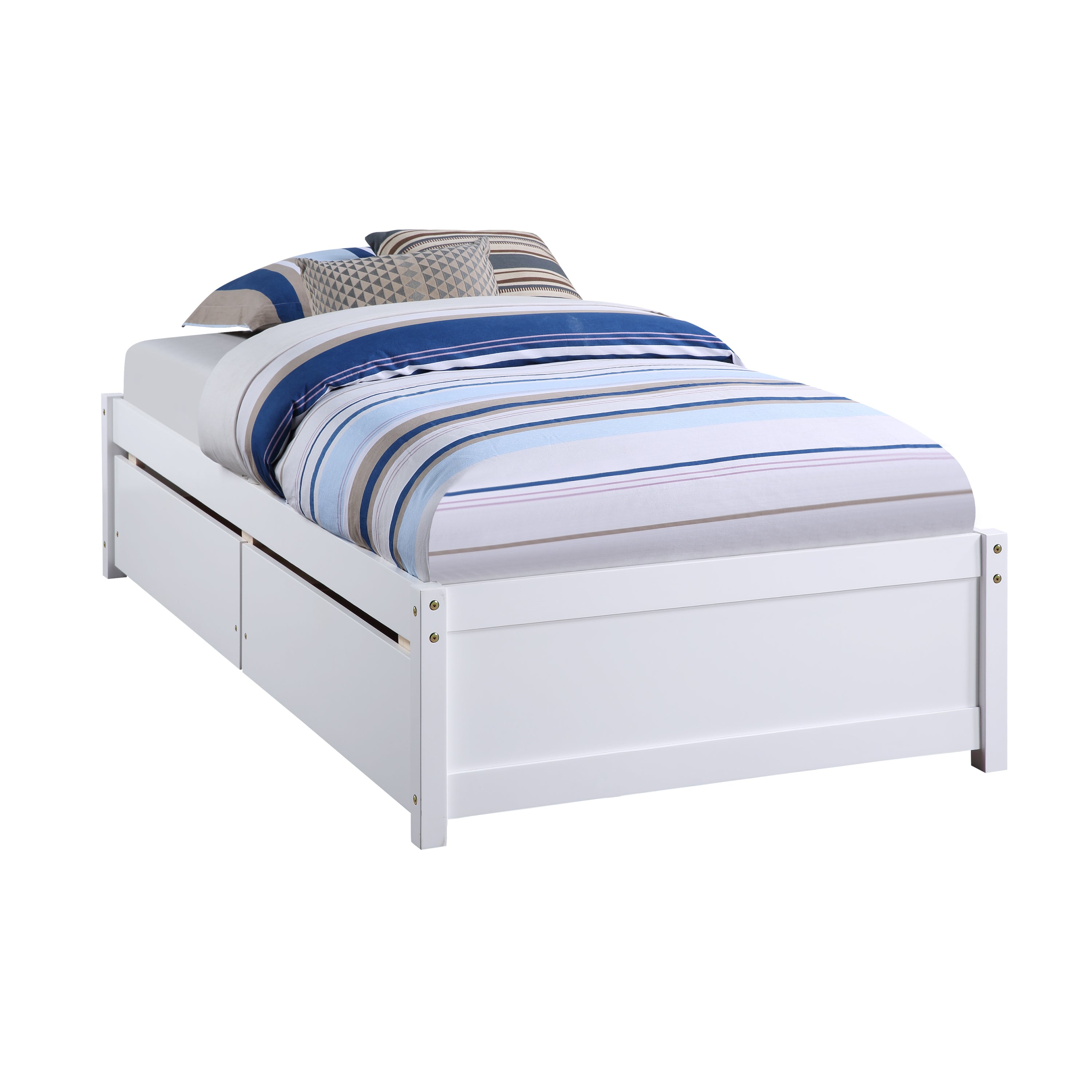 HAOYYE Solid Wood Twin Bed Frame With 2 Storage Drawers, No Box Spring Needed, Space-Saving Heavy Duty Design For Bedroom Or Dorm Room, Sturdy And Easy To Assemble