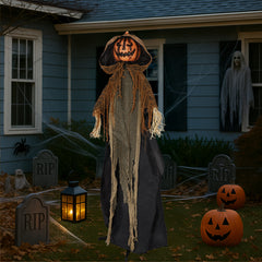 HAOYYE 5.8FT Life-Size Halloween Animatronic Pumpkin Ghost Decoration with Sound-Activated Creepy Effects, Outdoor Scary Haunted House Prop for Yard Garden Lawn Party Spooky Display