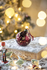 HAOYYE D3.9" Christmas Ball Ornaments, Glass Decorative Hanging Ball Christmas Tree Ornaments for Holiday Party Decorations, Set of 6 Sturdy Space-Saving Heavy Duty Modern Design Adults Dorm Room
