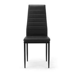 Haoyye Dining Chair Set of 4, Modern PU Leather Upholstered Chairs with Comfortable Cushioned Seats, Sturdy and Space-Saving Dining Room Chairs for Kitchen, Apartment, or Small Dining Area, Easy Assembly, Black