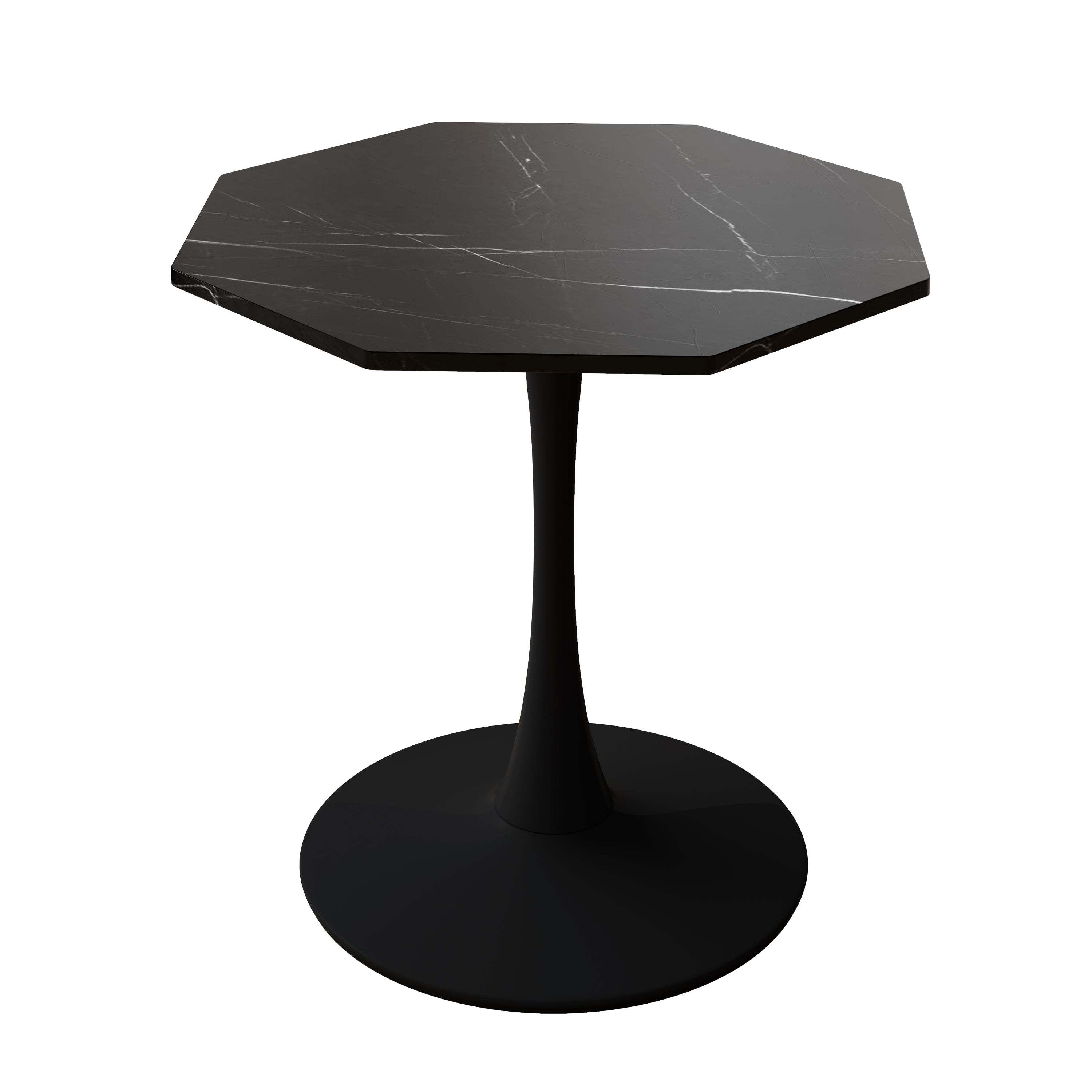HAOYYE 31.50"Modern Octagonal Coffee Table with Printed Black Marble Table Top,Metal Base, for Dining Room, Kitchen, Living Room Sturdy Space-Saving Heavy Duty Modern Design Adults Dorm Room