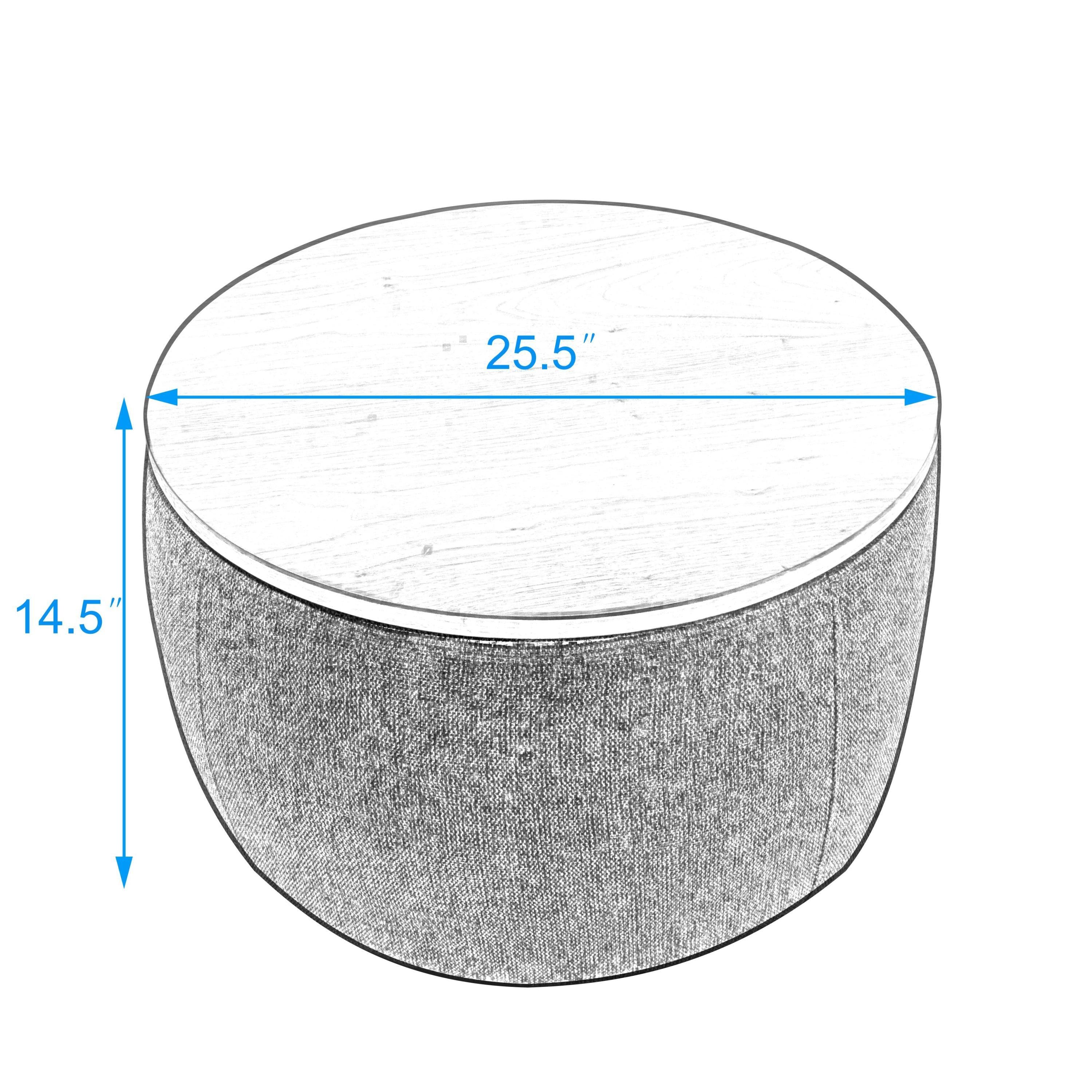HAOYYE Round Storage Ottoman, 2 in 1 Function, Work as End table and Ottoman, Navy Sturdy Space-Saving Heavy Duty Modern Design Easy Assembly Durable Stylish Home Furniture Versatile
