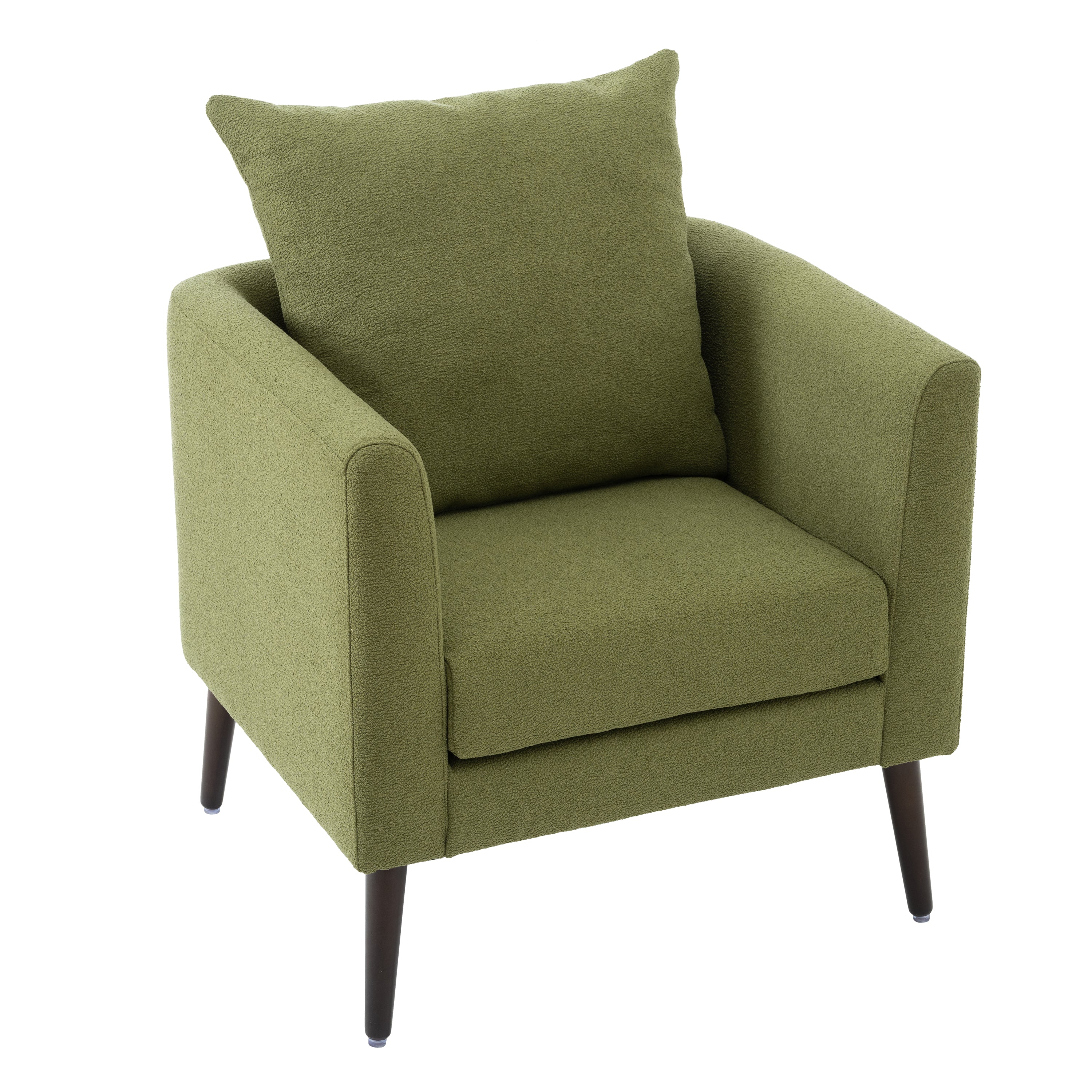 HAOYYE Barrel Chair, Modern Accent Chair, Fabric Armchair Club Chair,Upholstered Arm Chair with Solid Wood Legs,Waist Pillow,Padded Single Chair for Living Room/Bedroom/Study/Waiting Room,Olive Green Sturdy