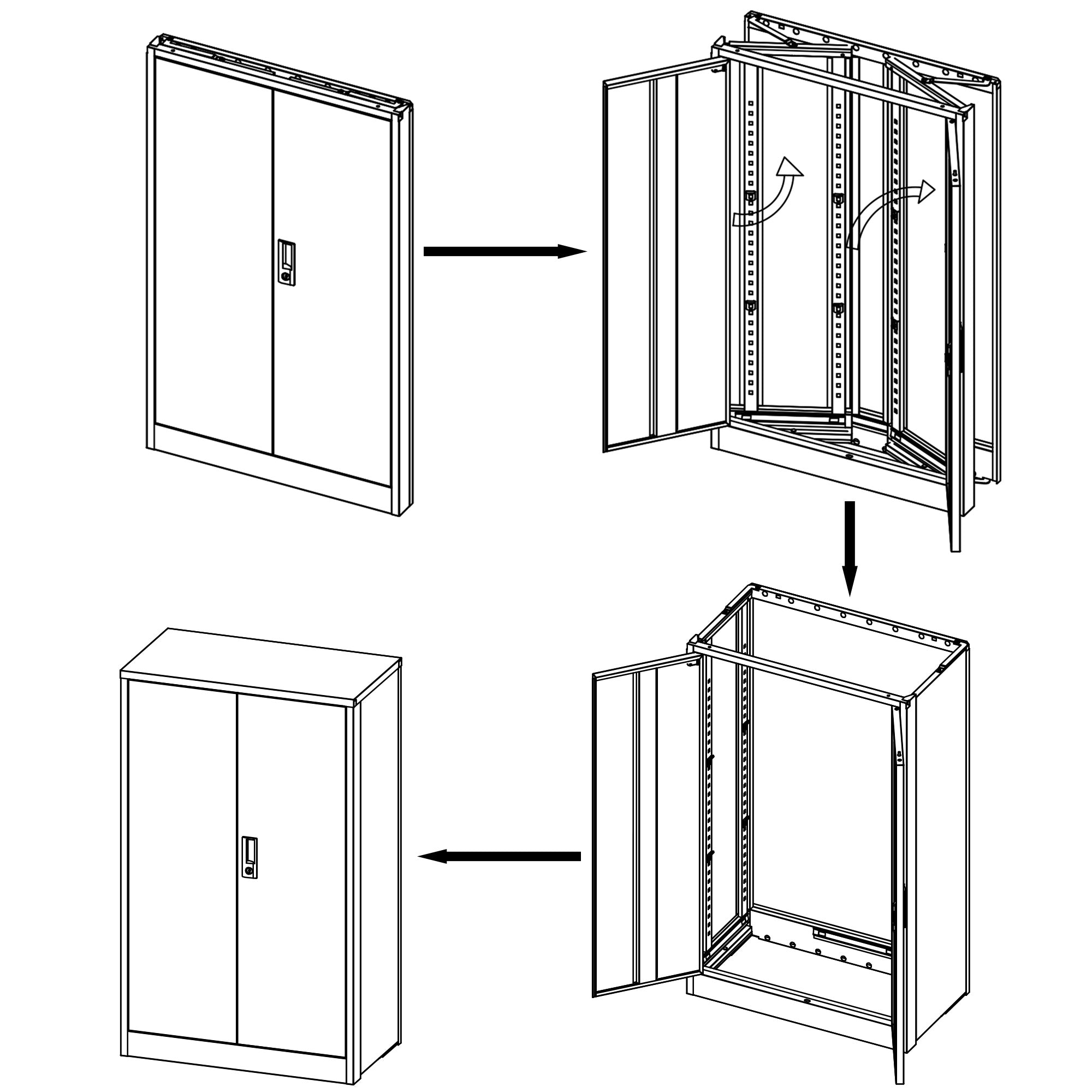 HAOYYE Metal Storage Cabinet with Locking Doors and Adjustable Shelves, Folding Filing Storage Locker Cabinet for Home Office, School, Garage, Durable and Space-Saving White Storage Solution