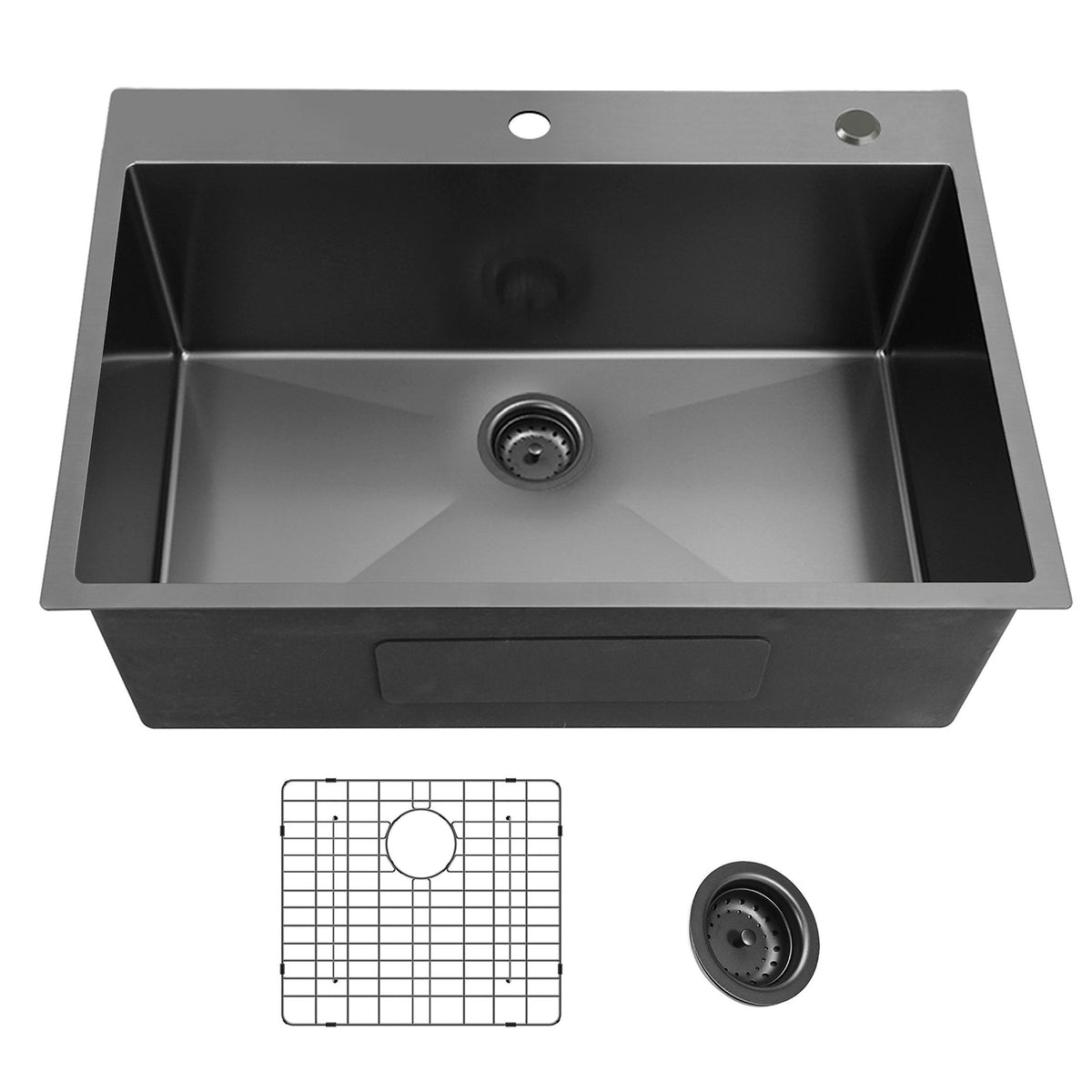 HAOYYE 25x22inch Gunmetal Black Topmount 304 Stainless Steel 18 Gauge Kitchen Sink Sturdy Space-Saving Heavy Duty Modern Design Adults Dorm Room Easy Assembly Bedroom Furniture