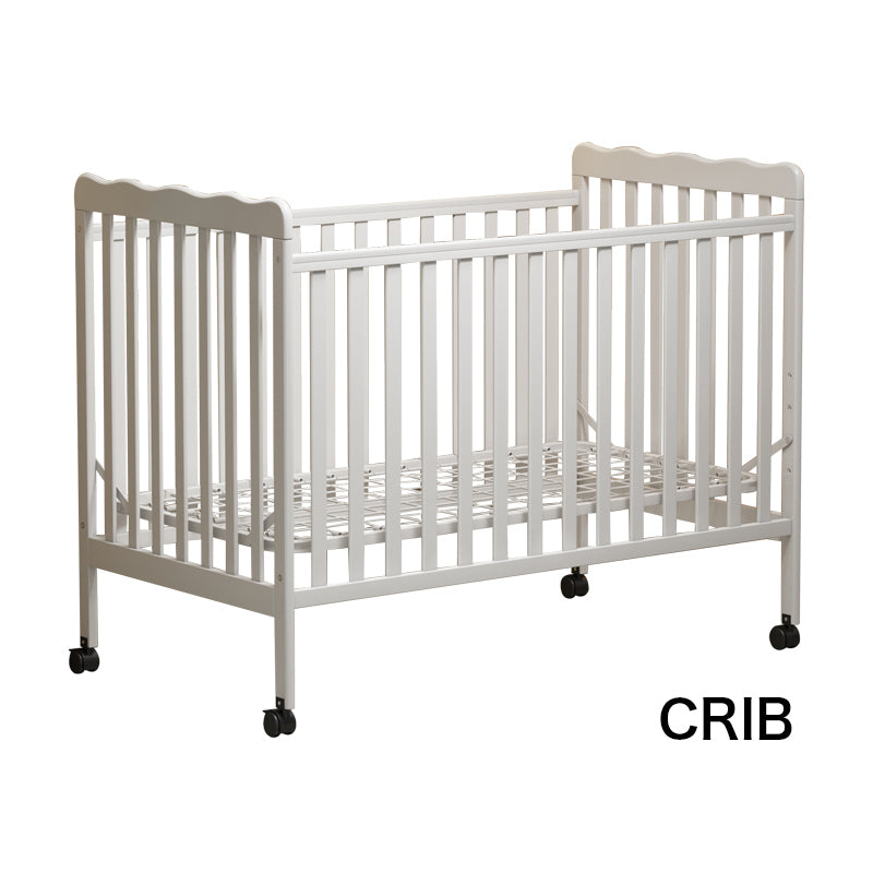 HAOYYE 3-In-1 Convertible Crib In Storm Grey, Made Of Sustainable Pinewood, Non-Toxic Finish, Comes With Locking Wheels, Wooden Nursery Furniture Sturdy Space-Saving Heavy Duty Modern Design Adults