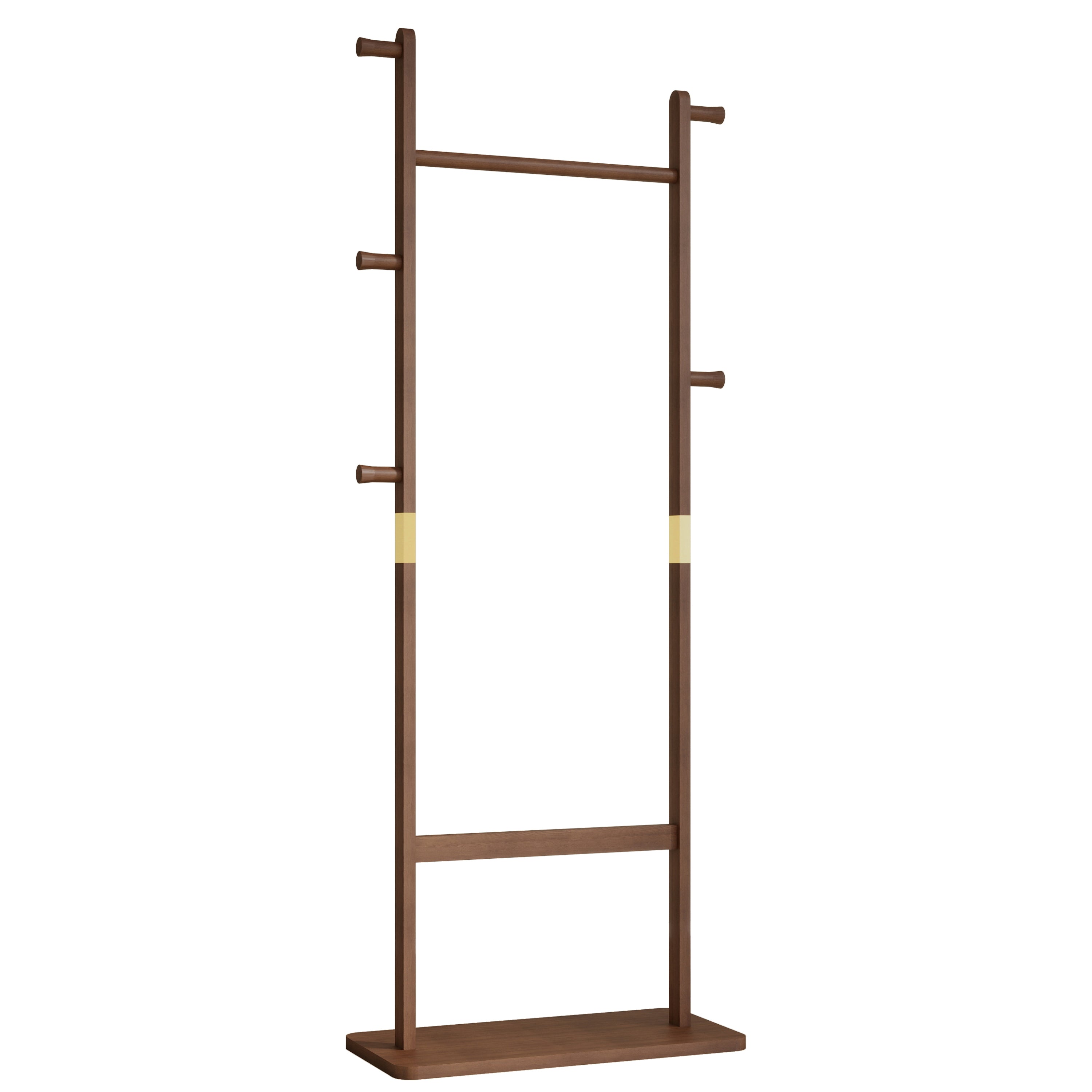 HAOYYE Solid Wood Coat Rack, Freestanding Hanger with Natural Walnut Finish, Space-Saving and Durable Design for Bedroom, Entrance, or Living Room, Easy Assembly