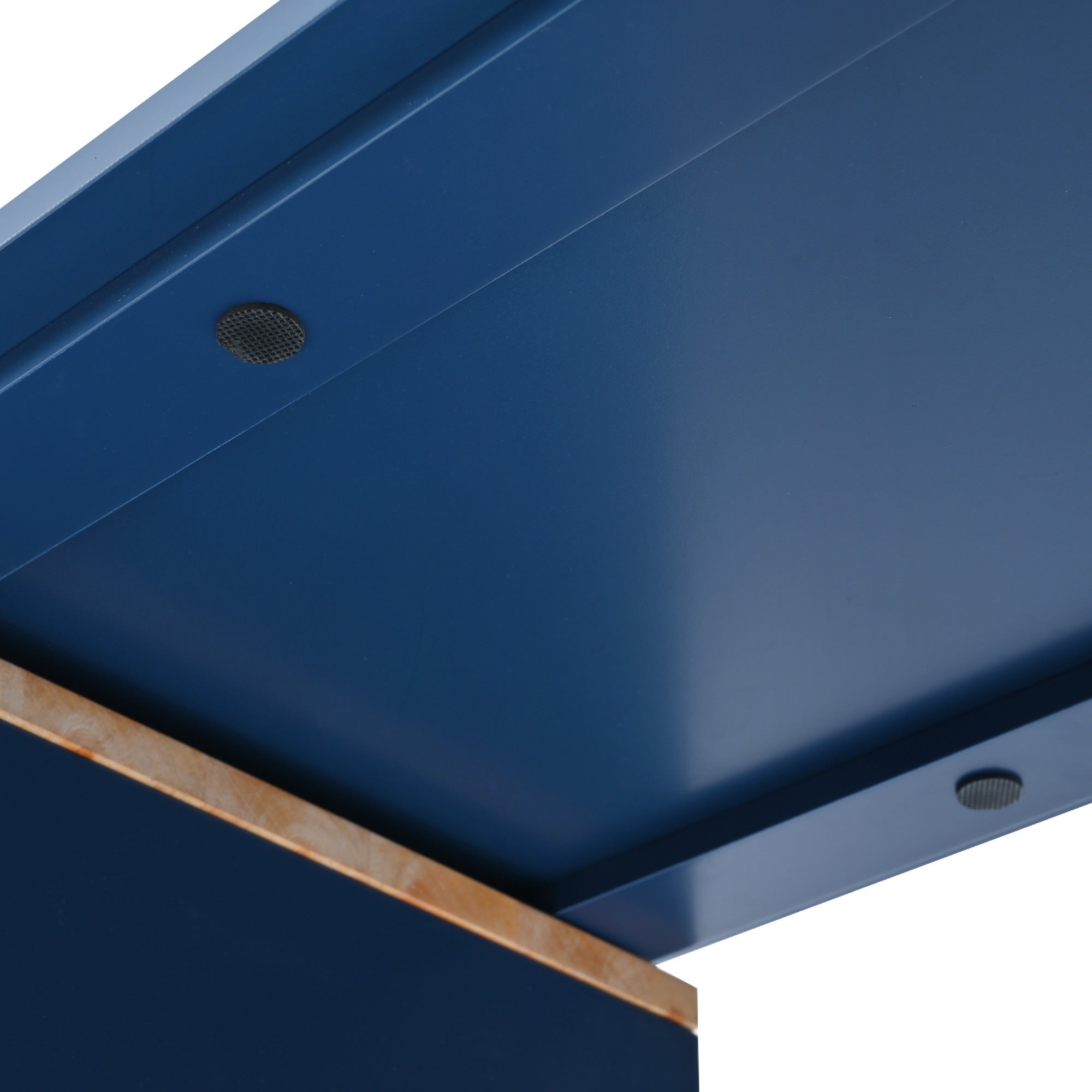 HAOYYE Navy Rolling Kitchen Island With Extended Table, LED Lights, Power Outlets, Fluted Glass Doors, Storage Compartment, and Open Shelves, Sturdy Space-Saving Design, Easy Assembly