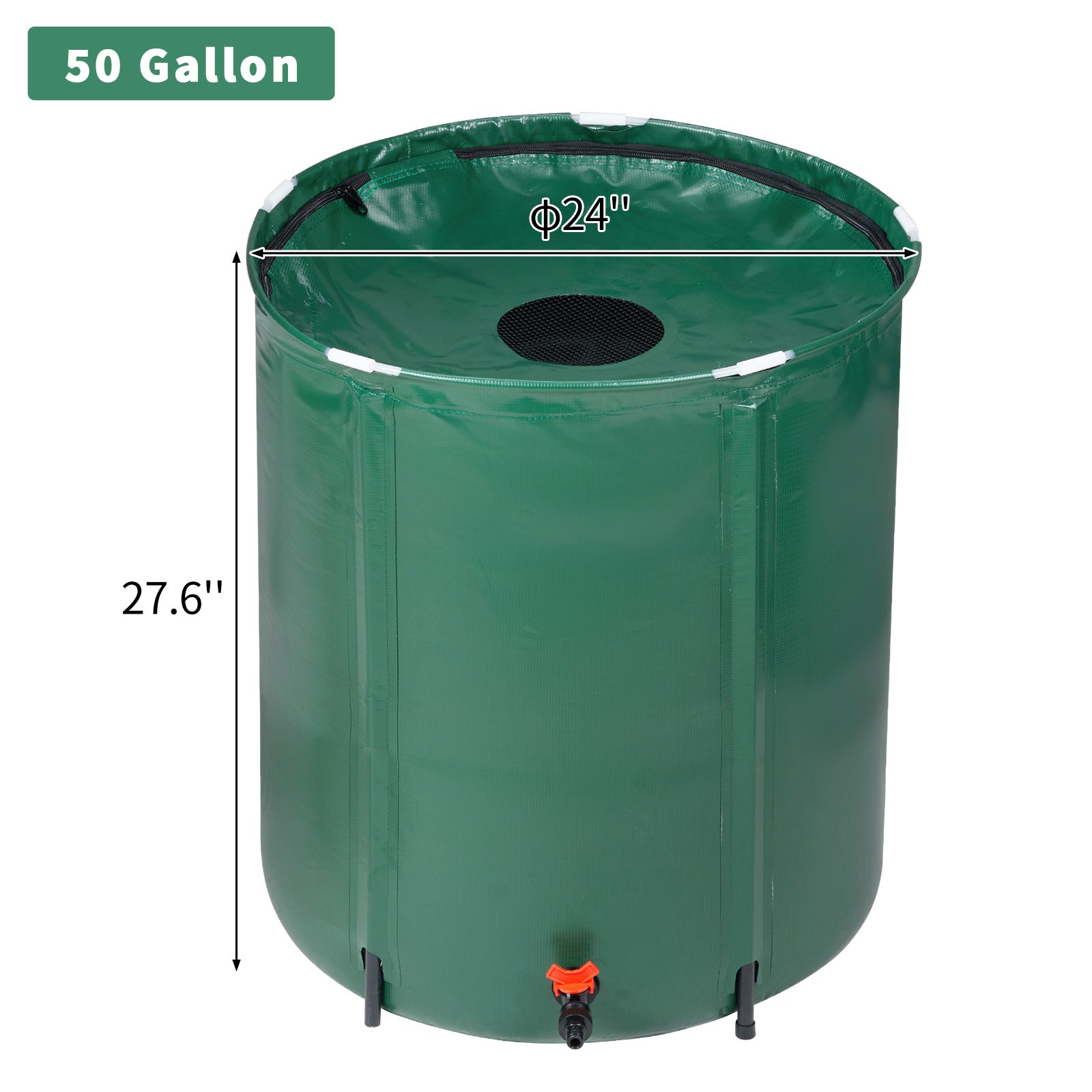 HAOYYE Green 50 Gallon Folding Rain Barrel Water Collector with Durable PVC Mesh and Support Rods, Mold and Mildew Resistant, Easy to Carry and Store, Ideal for Gardens, Planter Beds, Indoor Plants, and Outdoor Watering