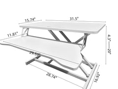 Haoyye Desk Converter Height Adjustable Sit to Stand Riser for Dual Monitor and Laptop Use with Wide Keyboard Tray and Space Saving Design for Home Office and Professional Use with Heavy Duty Build