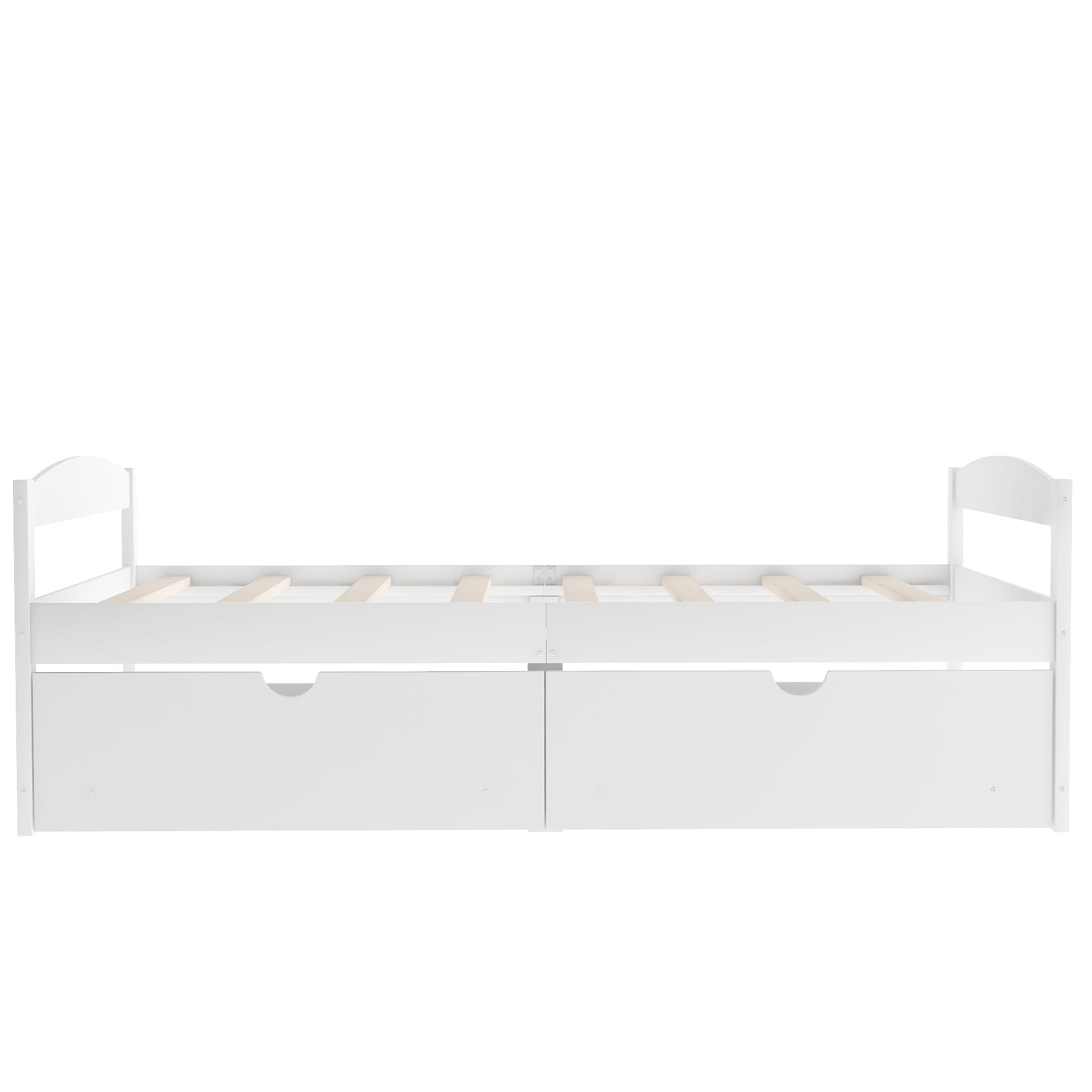 HAOYYE Twin Platform Bed with Two Drawers, White, Sturdy Space-Saving Design, Heavy Duty Construction, Easy Assembly, Durable and Stylish Home Furniture