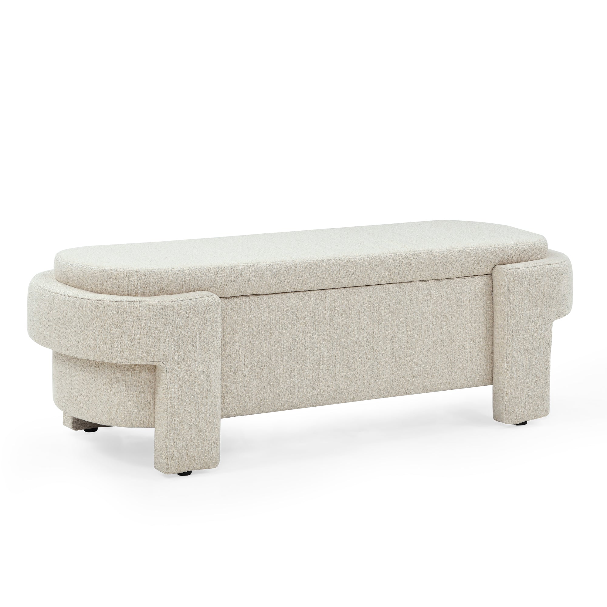 HAOYYE Linen Fabric Upholstered Bench with Large Storage Space for the Living Room, Entryway and Bedroom,Beige, Sturdy Space-Saving Heavy Duty Modern Design Easy Assembly Durable