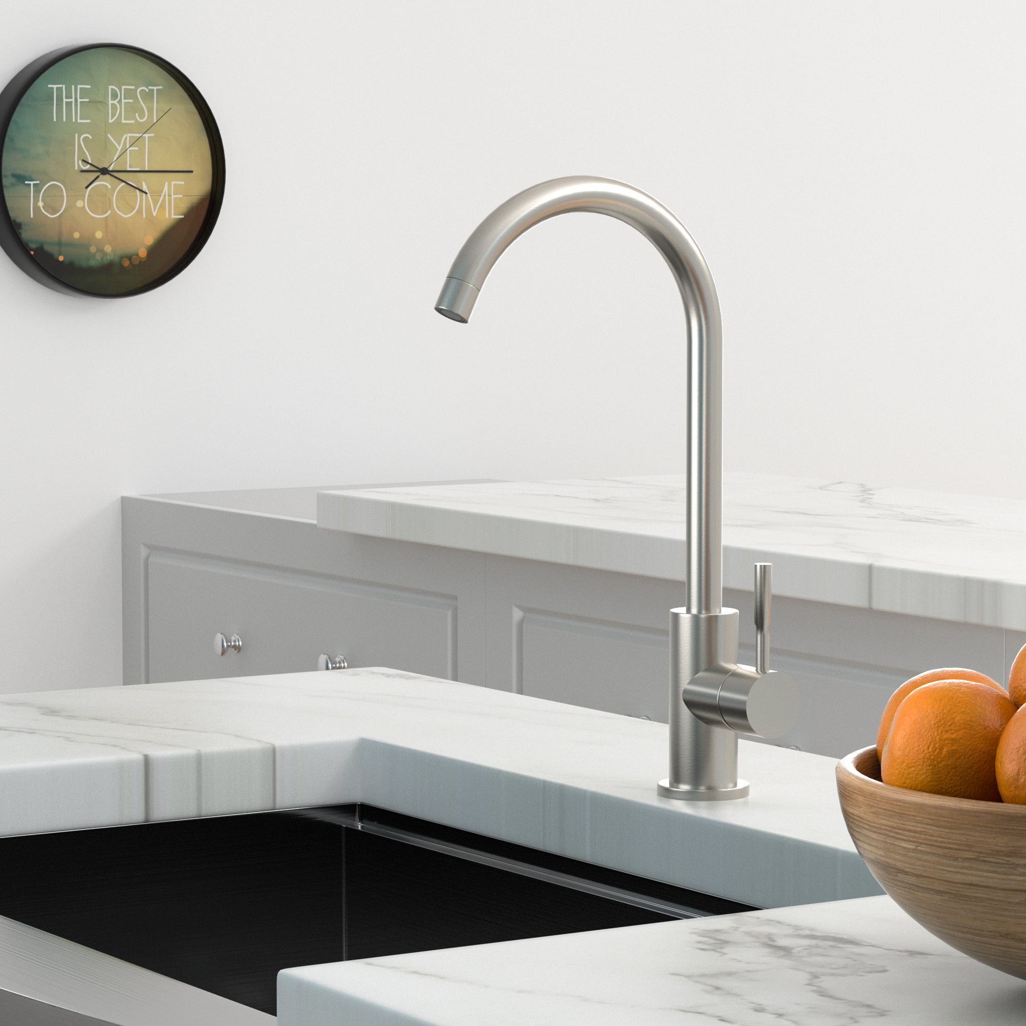 HAOYYE Kitchen Sink Faucet with Single Handles, Brushed Nickel Sturdy Space-Saving Heavy Duty Modern Design Adults Dorm Room Easy Assembly Bedroom Furniture