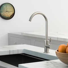 HAOYYE Kitchen Sink Faucet with Single Handles, Brushed Nickel Sturdy Space-Saving Heavy Duty Modern Design Adults Dorm Room Easy Assembly Bedroom Furniture