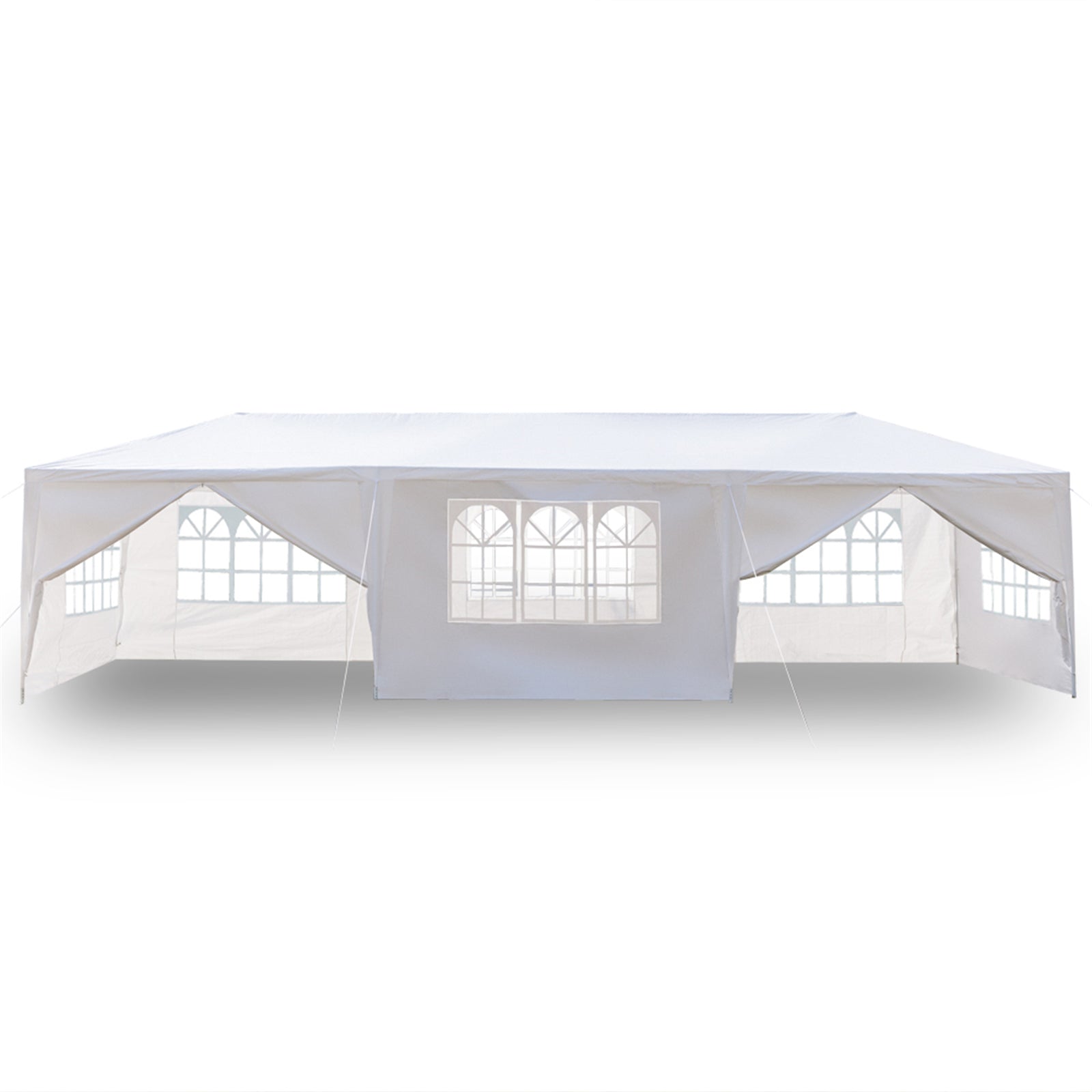 HAOYYE 10x30ft Outdoor Party Tent Waterproof PE Canopy with 8 Side Panels and 2 Doors Spiral Tube Iron Frame for Wedding Market Event Backyard