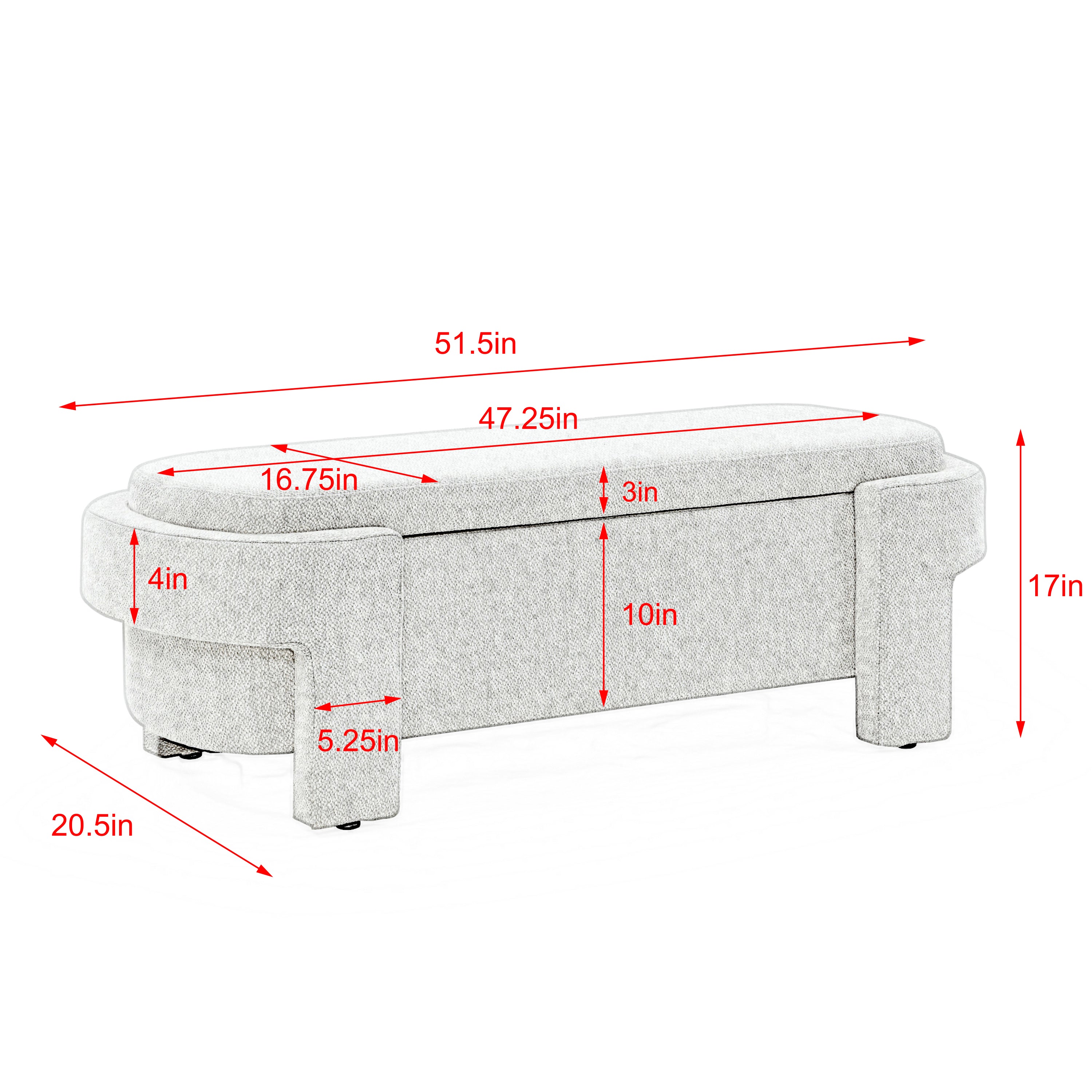 HAOYYE Linen Fabric Upholstered Bench with Large Storage Space for the Living Room, Entryway and Bedroom,Beige, Sturdy Space-Saving Heavy Duty Modern Design Easy Assembly Durable