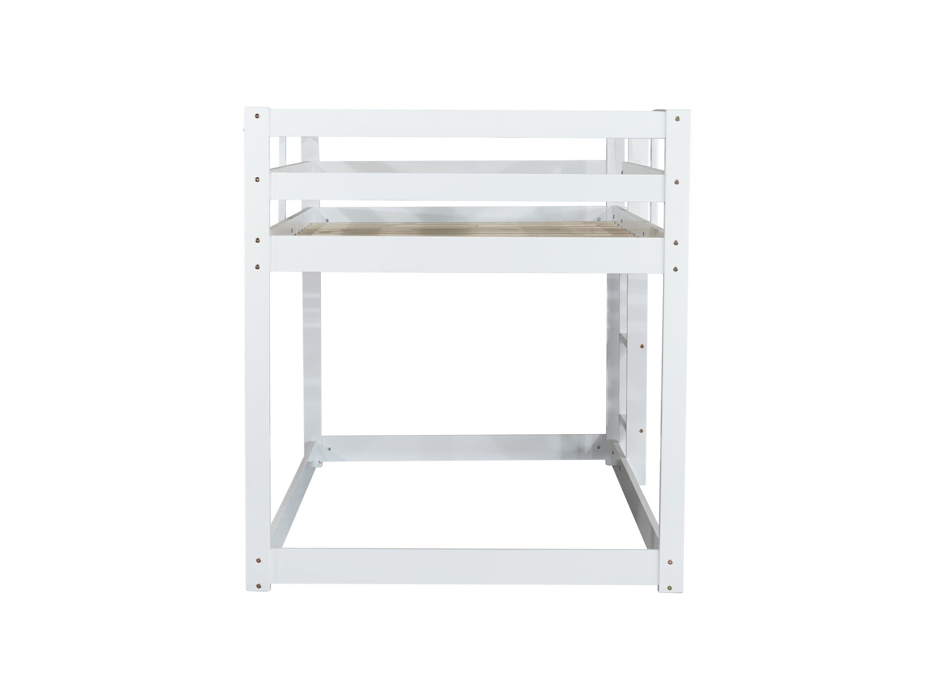 HAOYYE Solid Wooden, Solid Rubber Wooden Twin over Twin Loft Bed with Ladder, with Bed Platform of Strengthened Slats,White Sturdy Space-Saving Heavy Duty Modern Design Adults Dorm Room Easy Assembly