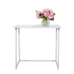 HAOYYE White Collapsible Computer Desk, Sturdy And Durable Design, Multifunctional Modern Home Office Desk, Space-Saving Storage Solution, Stylish And Practical Foldable Desk For Living Room, Bedroom, Or Study, Perfect For Work And Organization