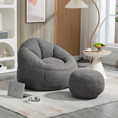 HAOYYE Bedding Bean Bag Sofa Chair with High-Pressure Foam Durable Comfortable Compressed Bean Bag Includes Footrest Sturdy Space-Saving Heavy Duty Modern Design for Adults