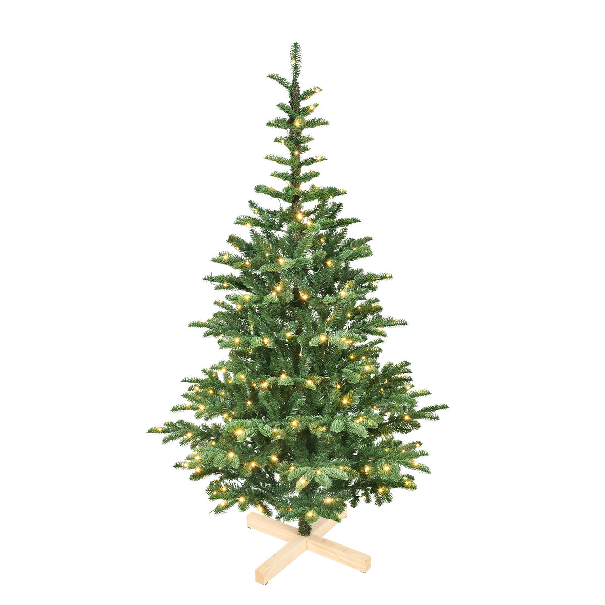HAOYYE Artificial Green LED Lit Christmas Tree with Mixed PE and PVC Branch Tips, Hinged Automatic Structure with Foldable Premium Base, Fireproof Eco-Friendly Material, Easy Assembly, Stable Heavy Duty Stand for Indoor Holiday Decorating
