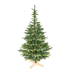 HAOYYE Premium 5ft Pre-Lit Artificial Christmas Tree With 403 PE PVC Mixed Branch Tips Hinged Foldable Metal Stand Flame Retardant Eco Friendly PVC For Indoor Holiday Decor