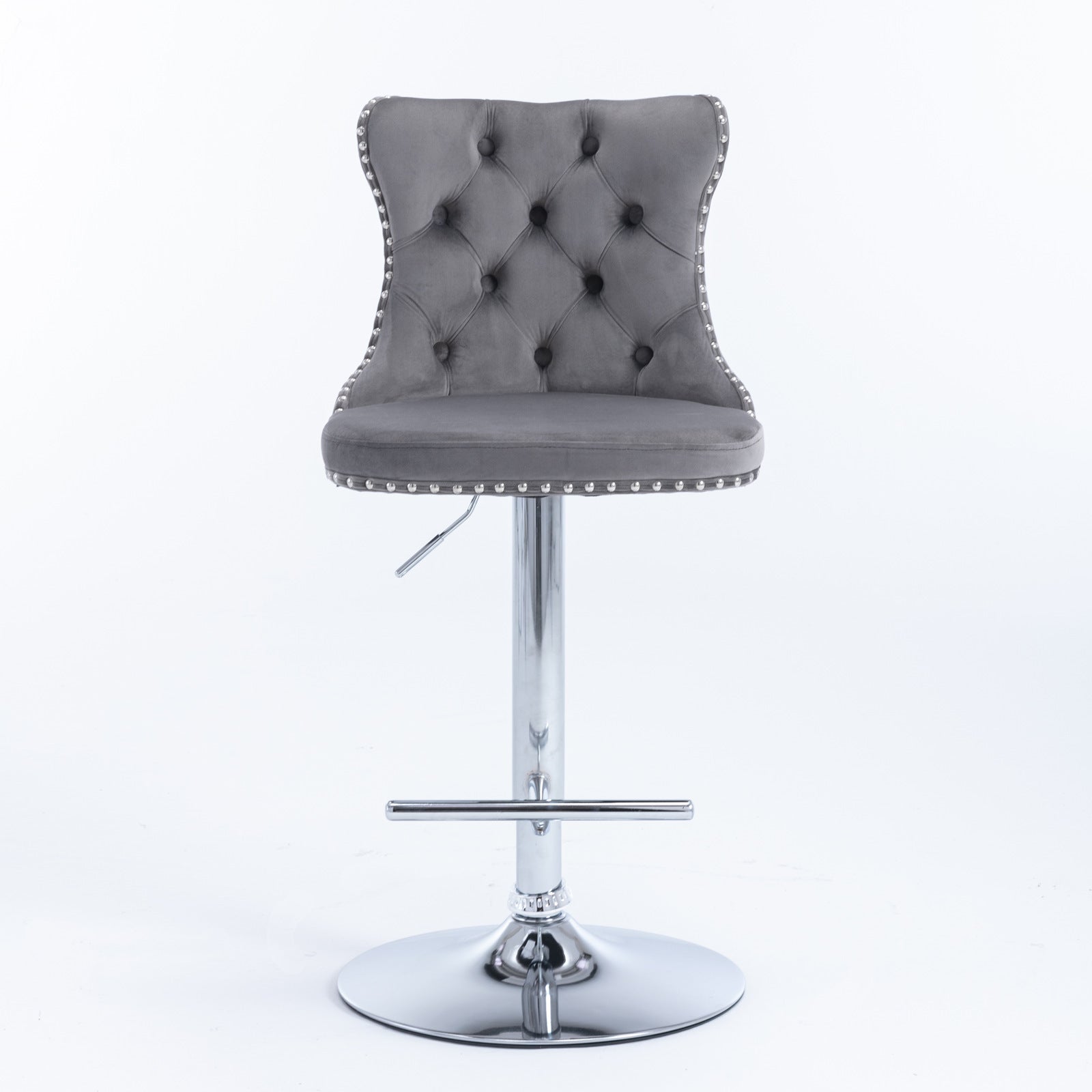 HAOYYE Adjustable Velvet Bar Stools with Tufted Backs, Swivel Seat Height Ranging from 25 to 33 Inches, Modern Upholstered Design with Chrome Base, Comfortable and Stylish Barstools for Kitchen Island or Home Pub