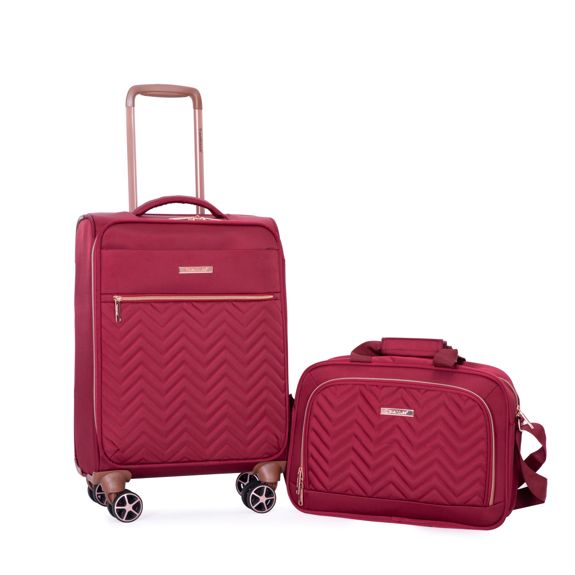 HAOYYE 4-Piece Set (16/20/24/28) ,Softshell Suitcase Spinner Wheels Terylene Luggage Sets Carry On Suitcase Luggage Lightweight Durable Suitcase Wine Red Sturdy Space-Saving Heavy Duty Modern Design
